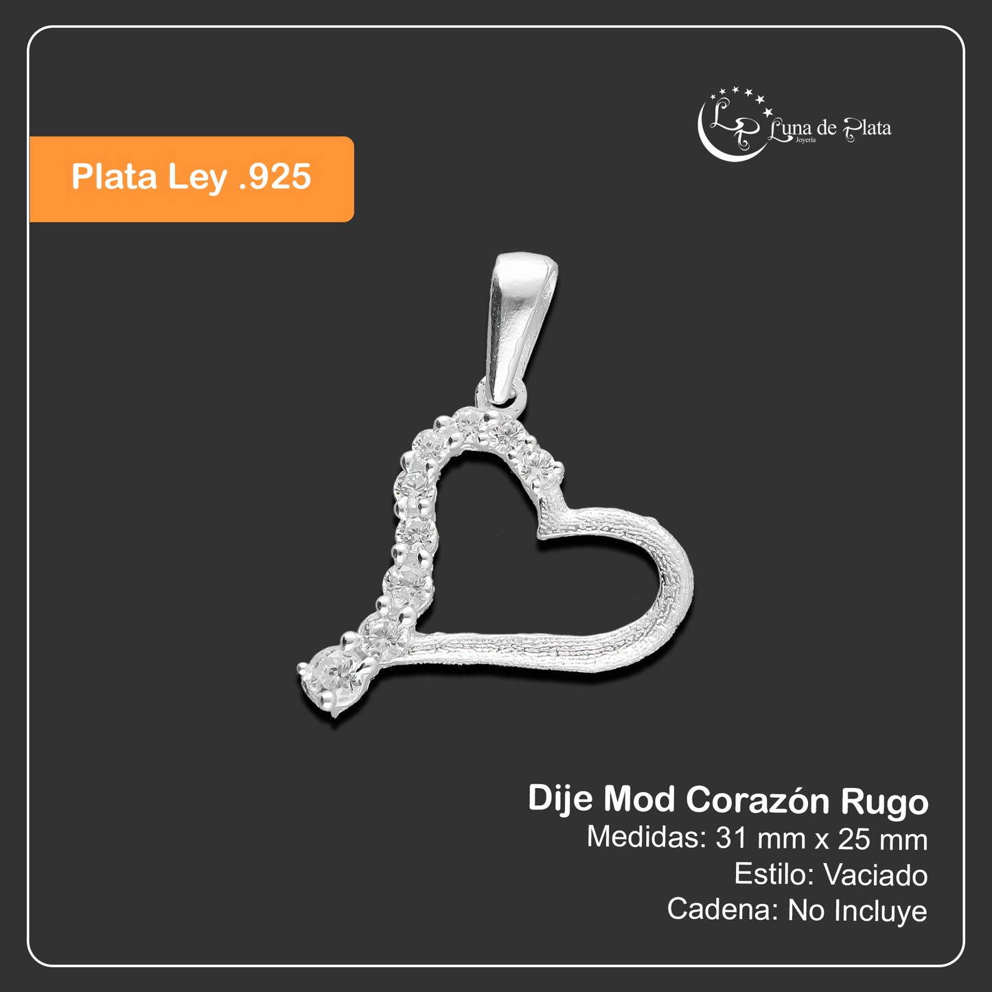 LPDJ022 Dije Mod Corazón Rugo De Plata .925 Taxco Gro MLM893353134