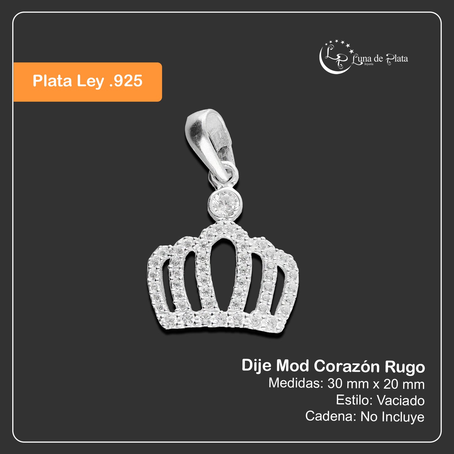 LPDJ023 Dije Mod Corona Con Zirconia De Plata .925 Taxco Gro MLM893366508