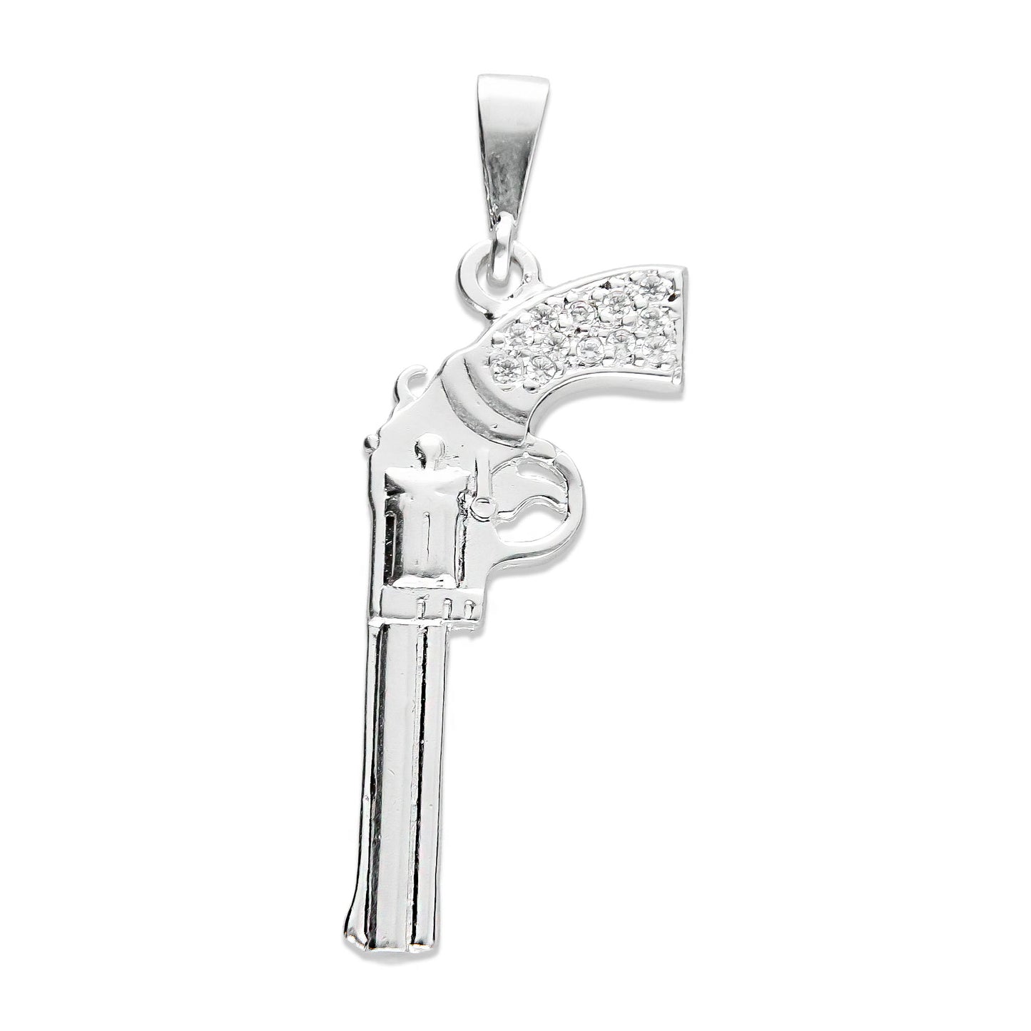 LPDJ026 Dije Revolver Malverde En Plata .925 Con Zirconia Taxco Gro MLM740360570