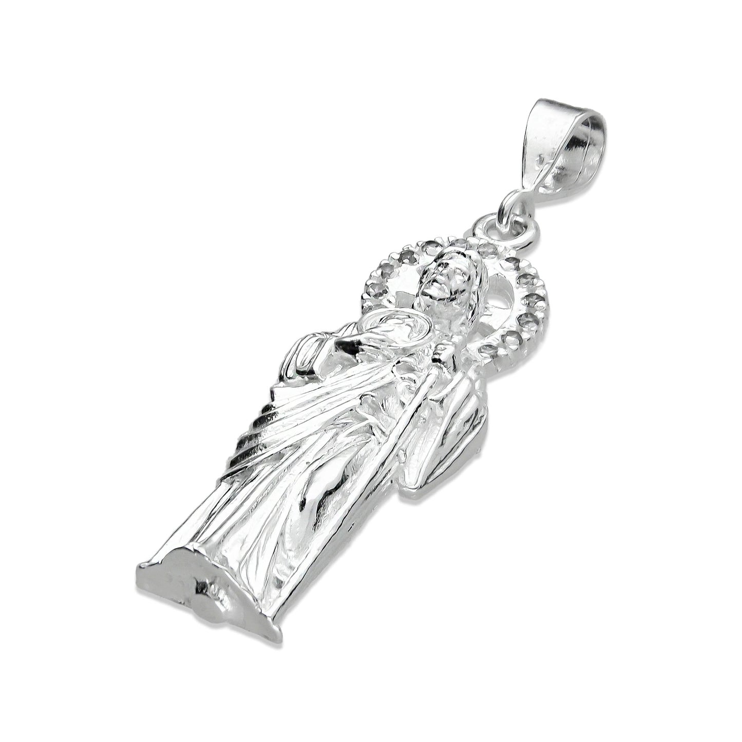 LPDJ027 Dije San Judas Bulto Mm En Plata .925 Con Zirconia Taxco Gro MLM843523987