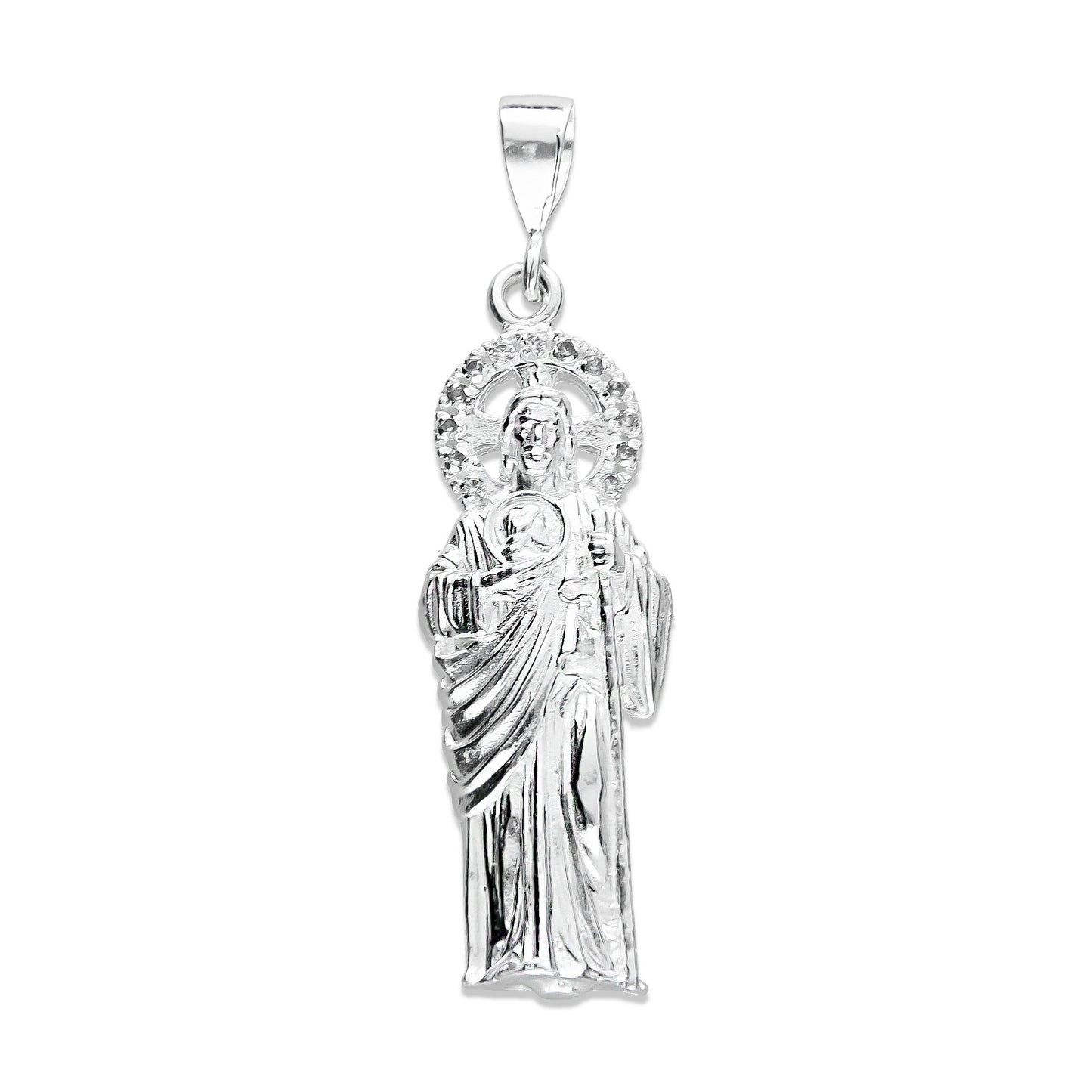 LPDJ027 Dije San Judas Bulto Mm En Plata .925 Con Zirconia Taxco Gro MLM843523987