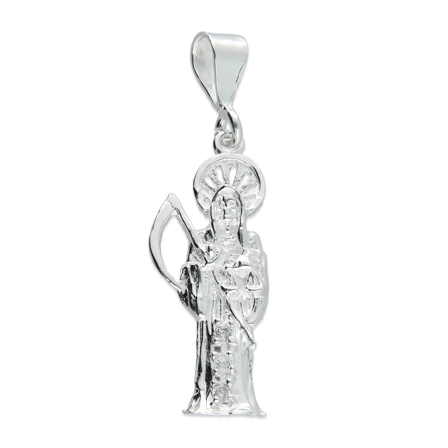 LPDJ029 Dije Santa Muerte Chica Plata .925 Con Zirconia Taxco Gro MLM732938635