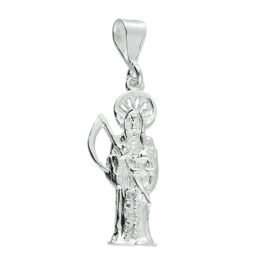 LPDJ029 Dije Santa Muerte Chica Plata .925 Con Zirconia Taxco Gro MLM732938635