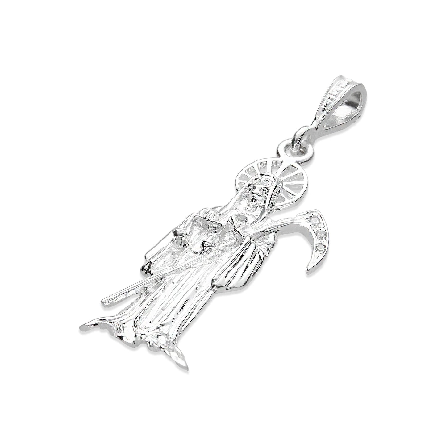 LPDJ030 Dije Santa Muerte Resplandor Plata .925 Con Zirconia Taxco MLM755753338