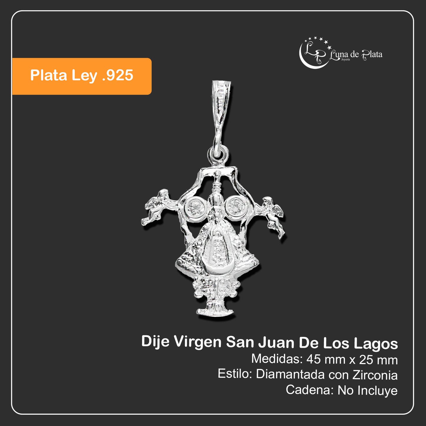 LPDJ034 Dije Virgen San Juan De Los Lagos Con Zirconia En Plata .925 MLM816815484