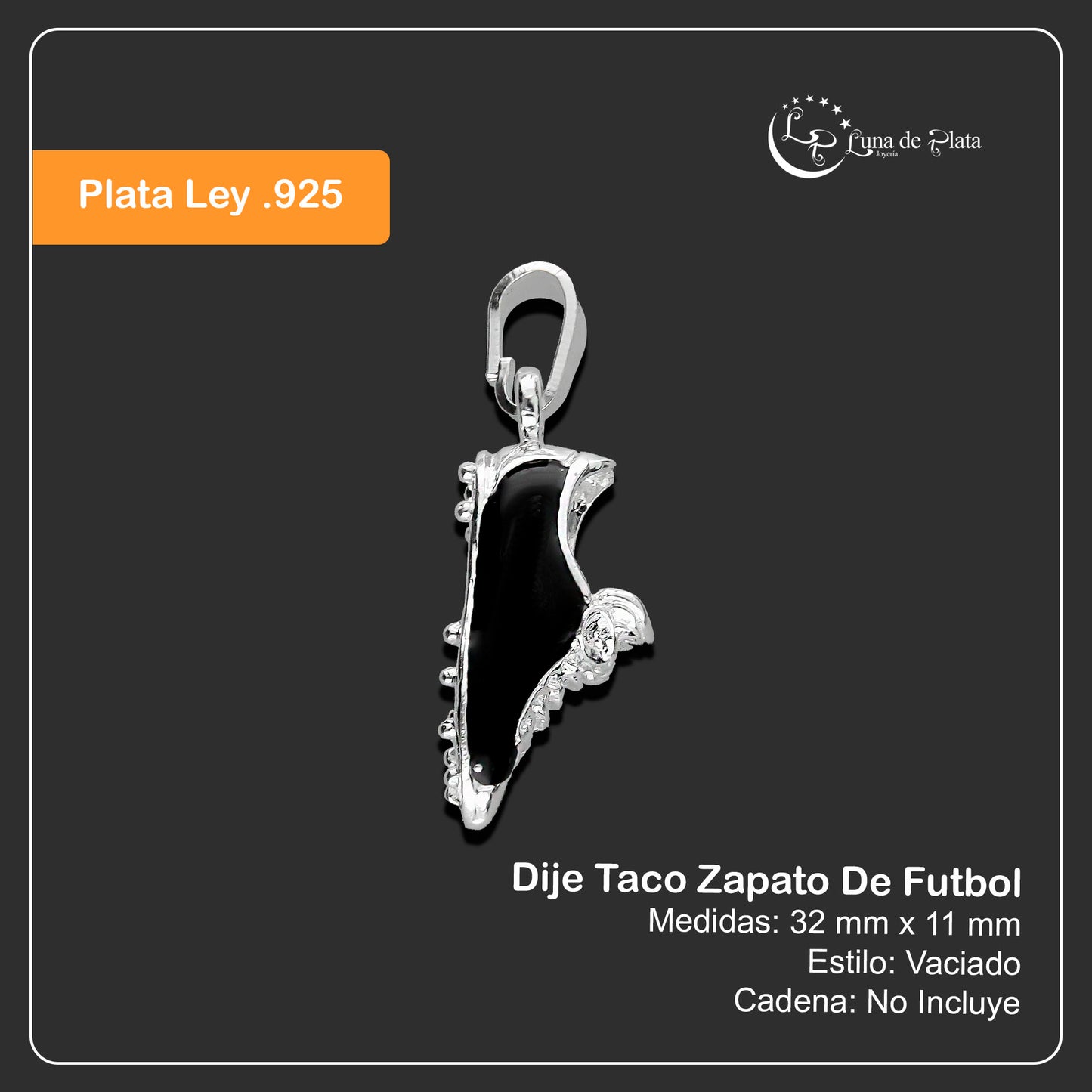 LPDJ035 Dije Taco Zapato De Futbol En Plata .925 816816191