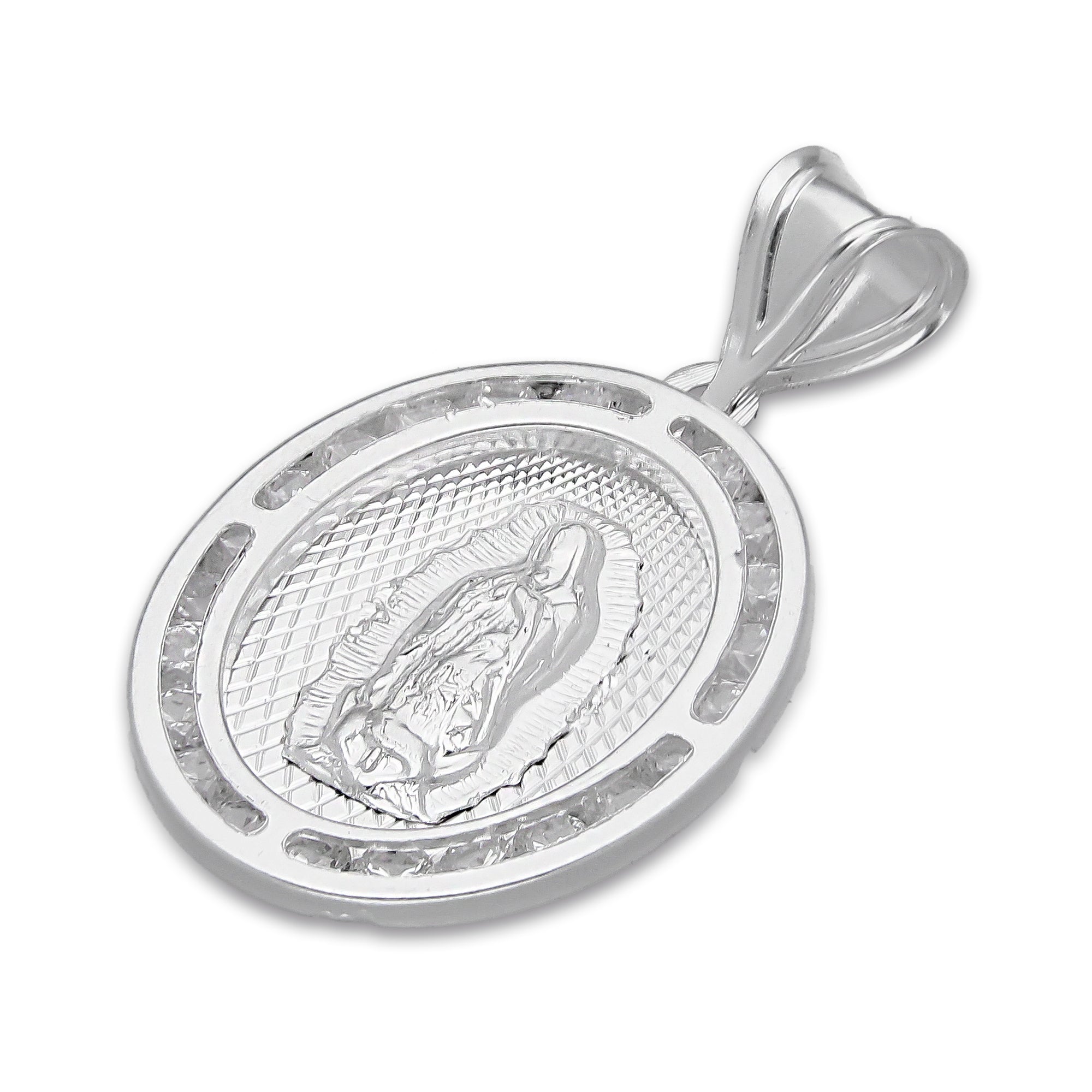 LPDJ048 Medalla Virgen Bisel DeLG Gde En Plata .925 Con Zirconia 814875458
