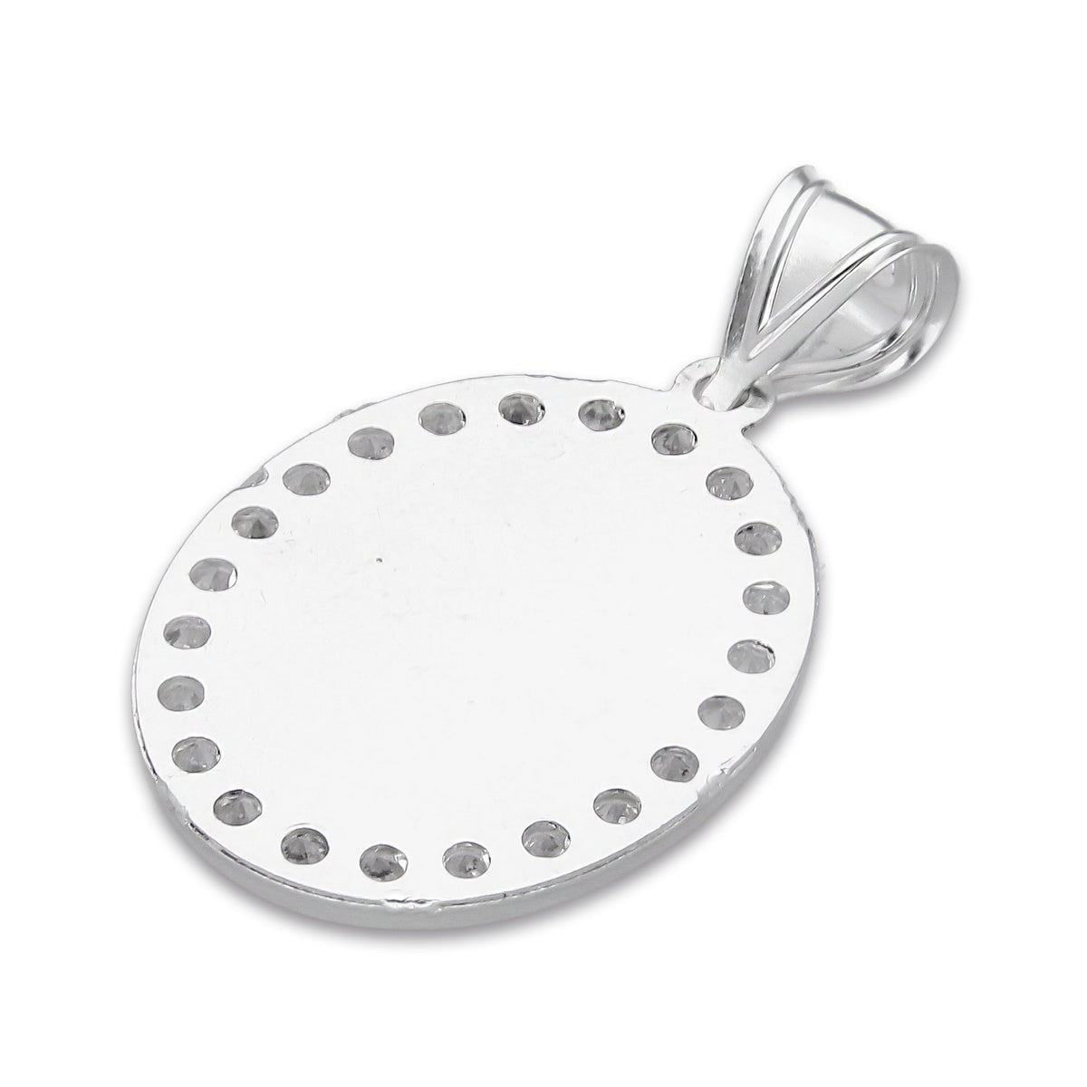 LPDJ048 Medalla Virgen Bisel DeLG Gde En Plata .925 Con Zirconia 814875458