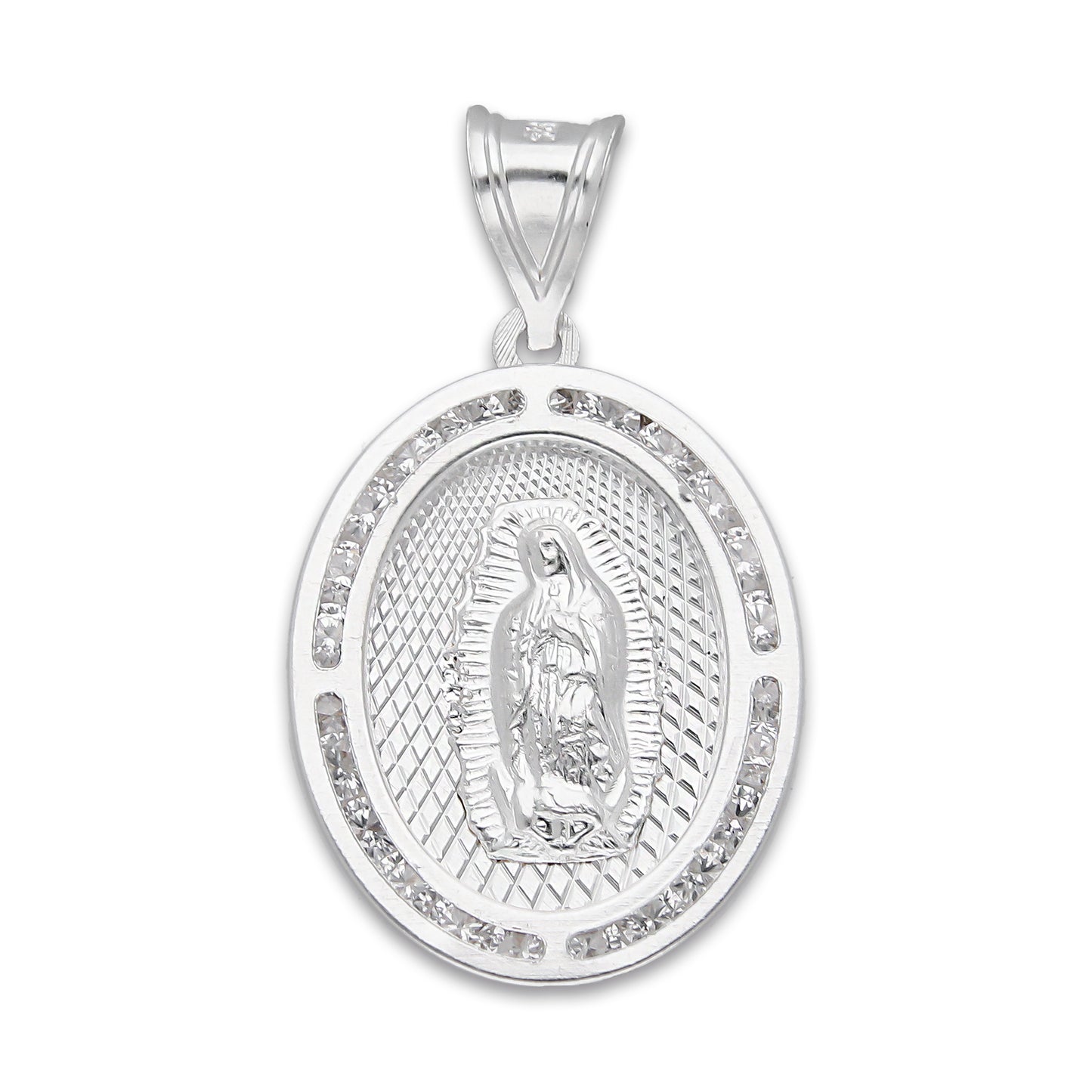 LPDJ048 Medalla Virgen Bisel DeLG Gde En Plata .925 Con Zirconia 814875458
