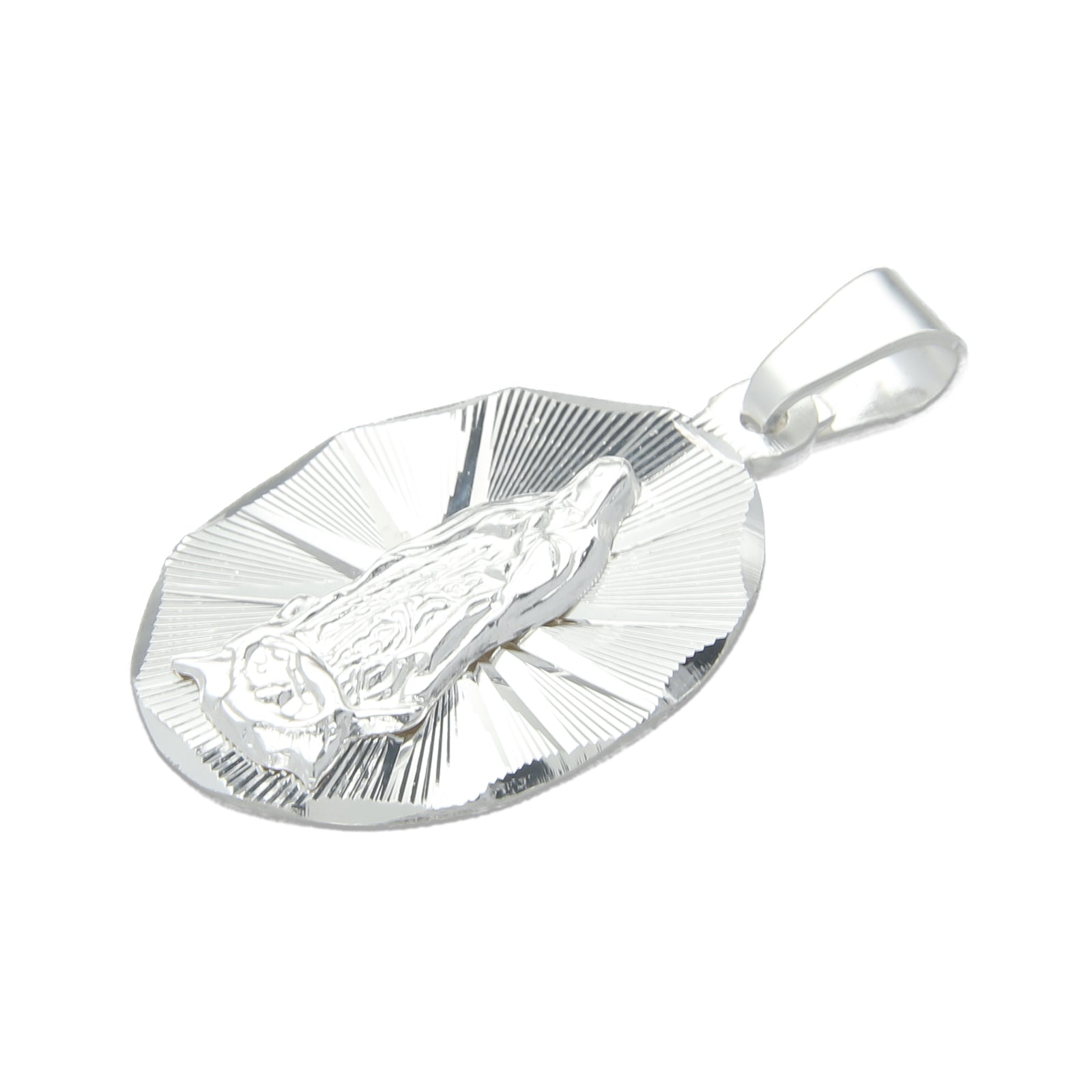LPDJ049 Medalla Virgen Oval Bisel Diamantada En Plata .925 814869133