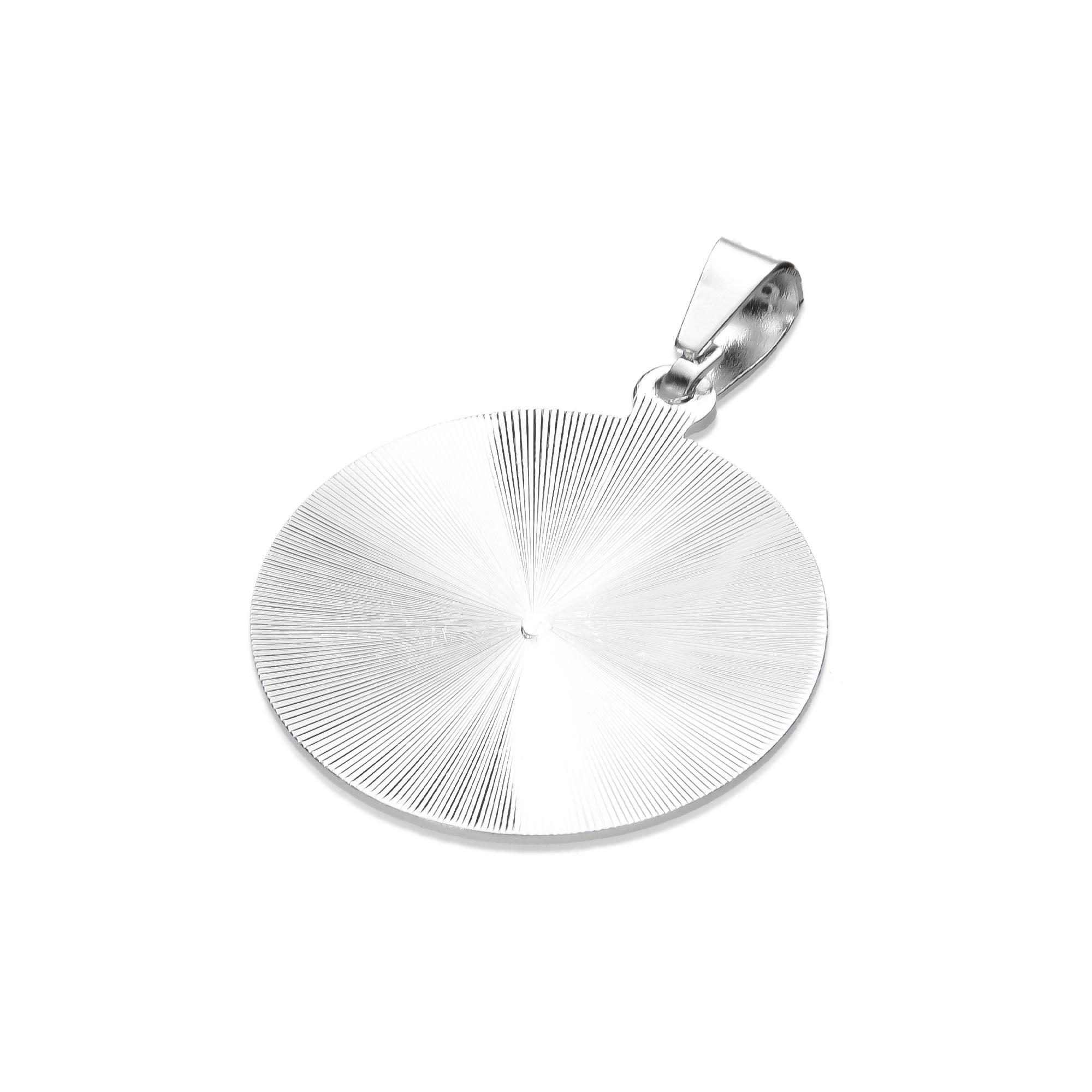 LPDJ050 Medalla Virgen Redonda Radial Diamantada En Plata .925 816815183