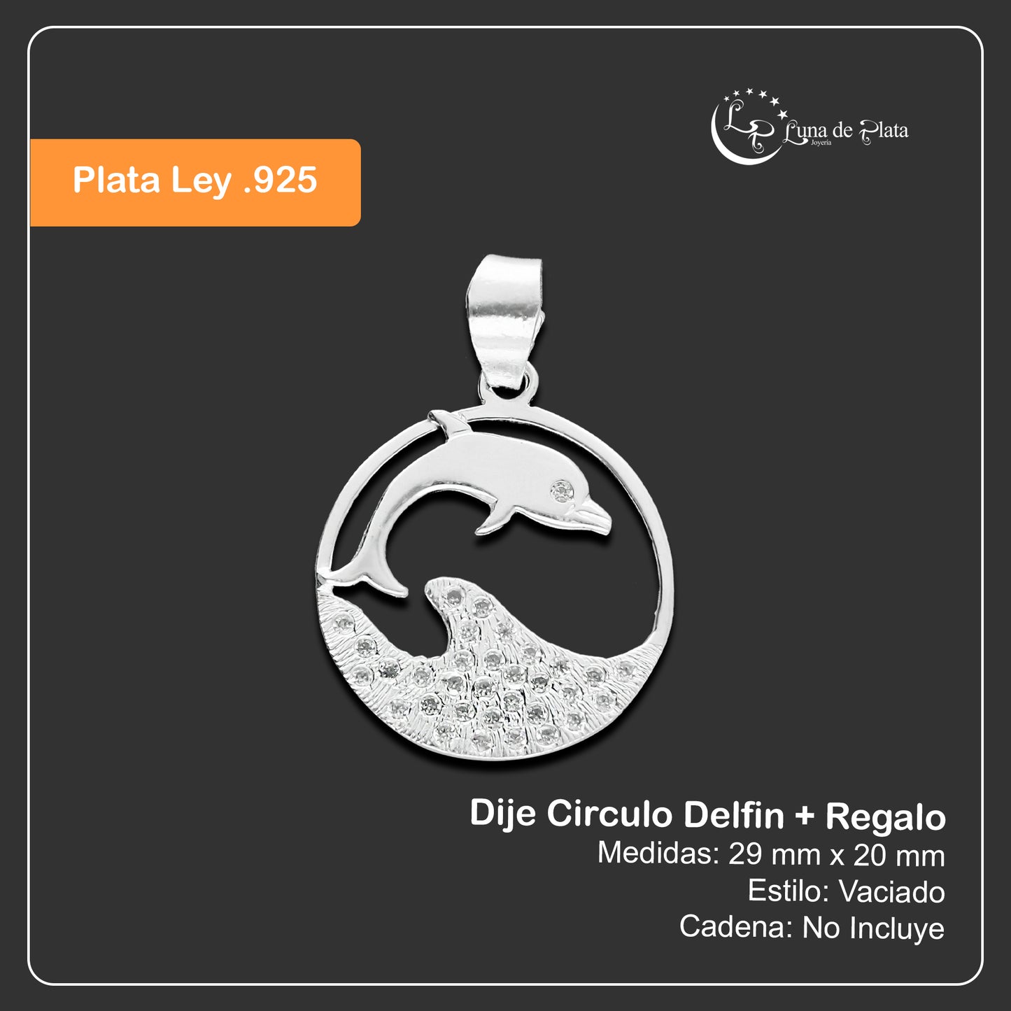 LPDJ070 Dije Circulo Delfin + Regalo Plata .925 Taxco Gro 1364404798