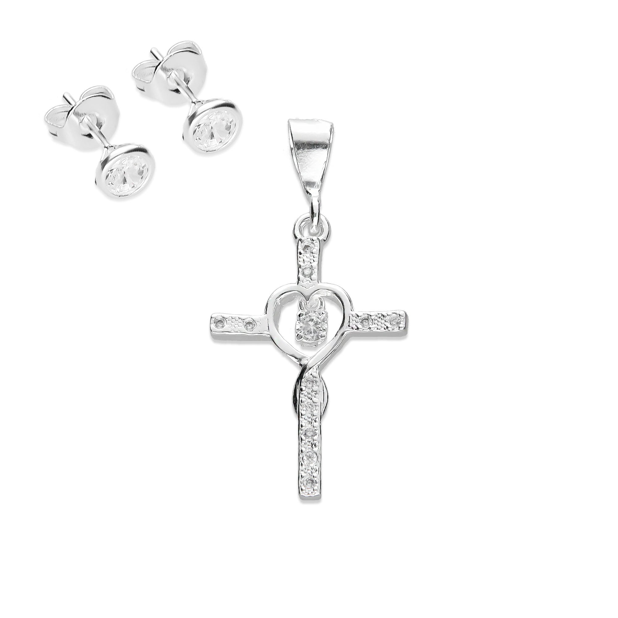 LPDJ075 Dije Cruz Kundal Corazon + Regalo Plata .925 Taxco Gro 1364438044