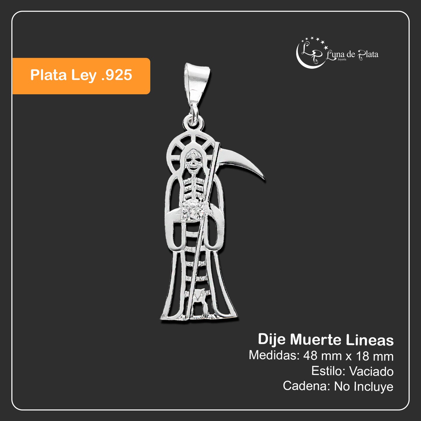 LPDJ095 Dije Muerte Líneas Plata .925 Taxco Gro 1384247170