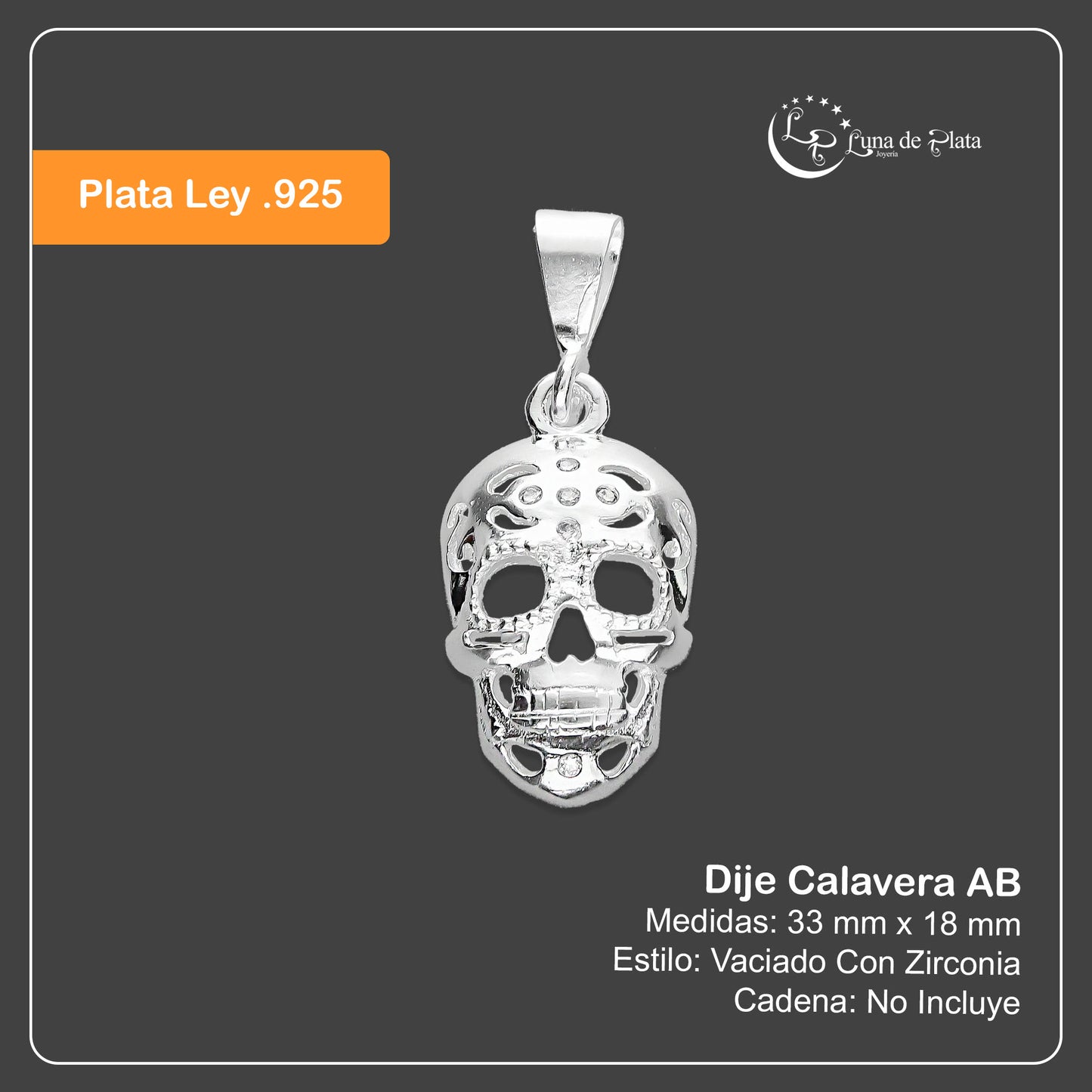 LPDJ098 Dije Calavera AB Plata .925 Taxco Gro 1385622673