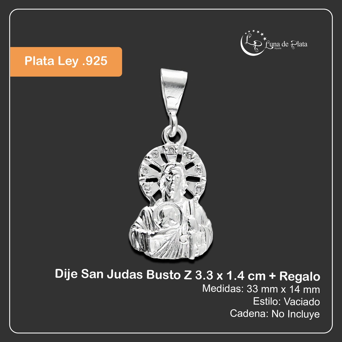 LPDJ111 Dije San Judas Busto Z 3.3 x 1.4 cm +Regalo Plata .925 Taxco Gro 1388544360