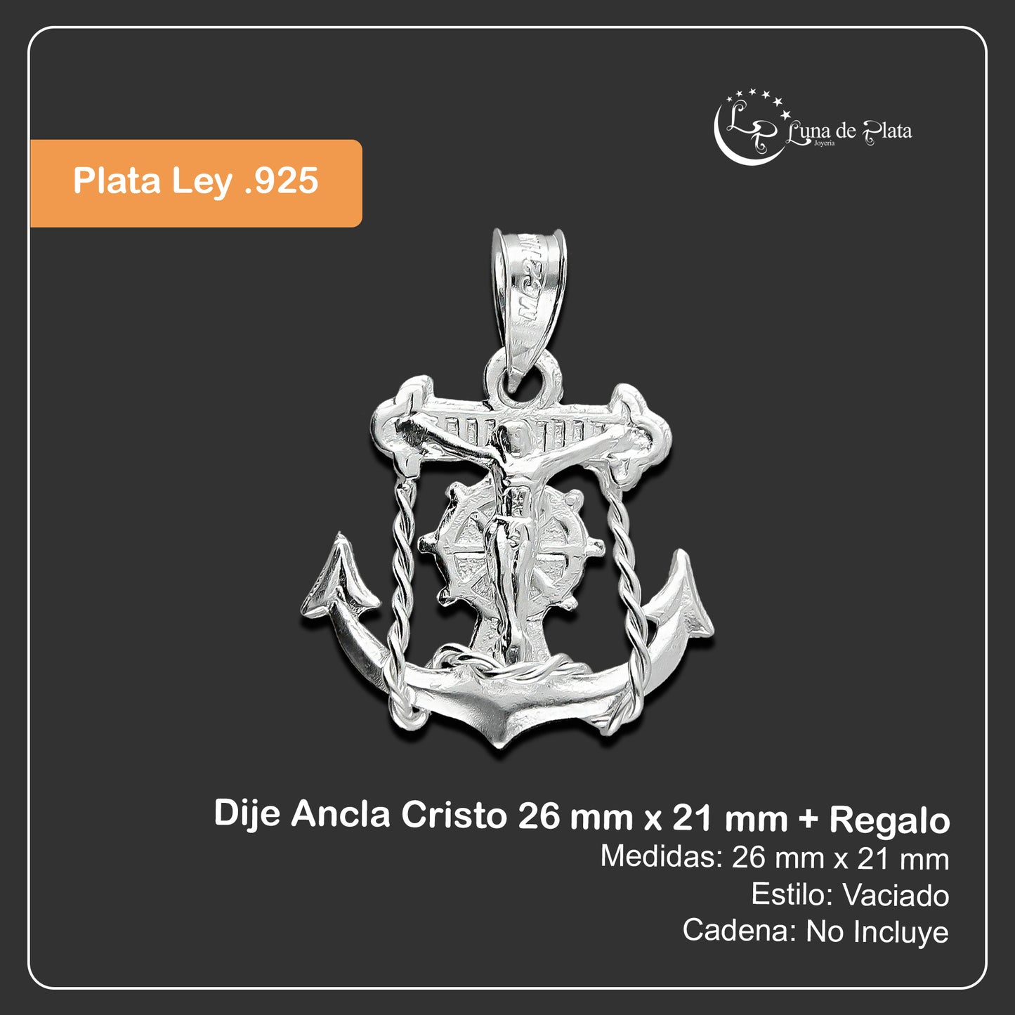 LPDJ114 Dije Ancla Cristo 26 mm x 21 mm + Regalo Plata .925 Taxco Gro 1396875208