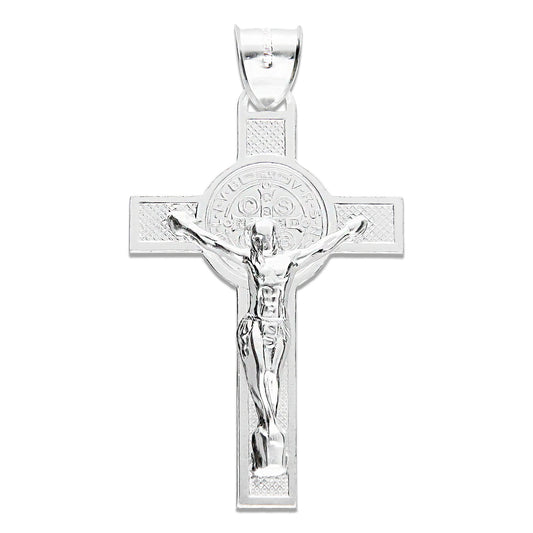 LPDJ121 Dije Maxi Crucifijo San Benito En Plata .925 Taxco Gro 844765494