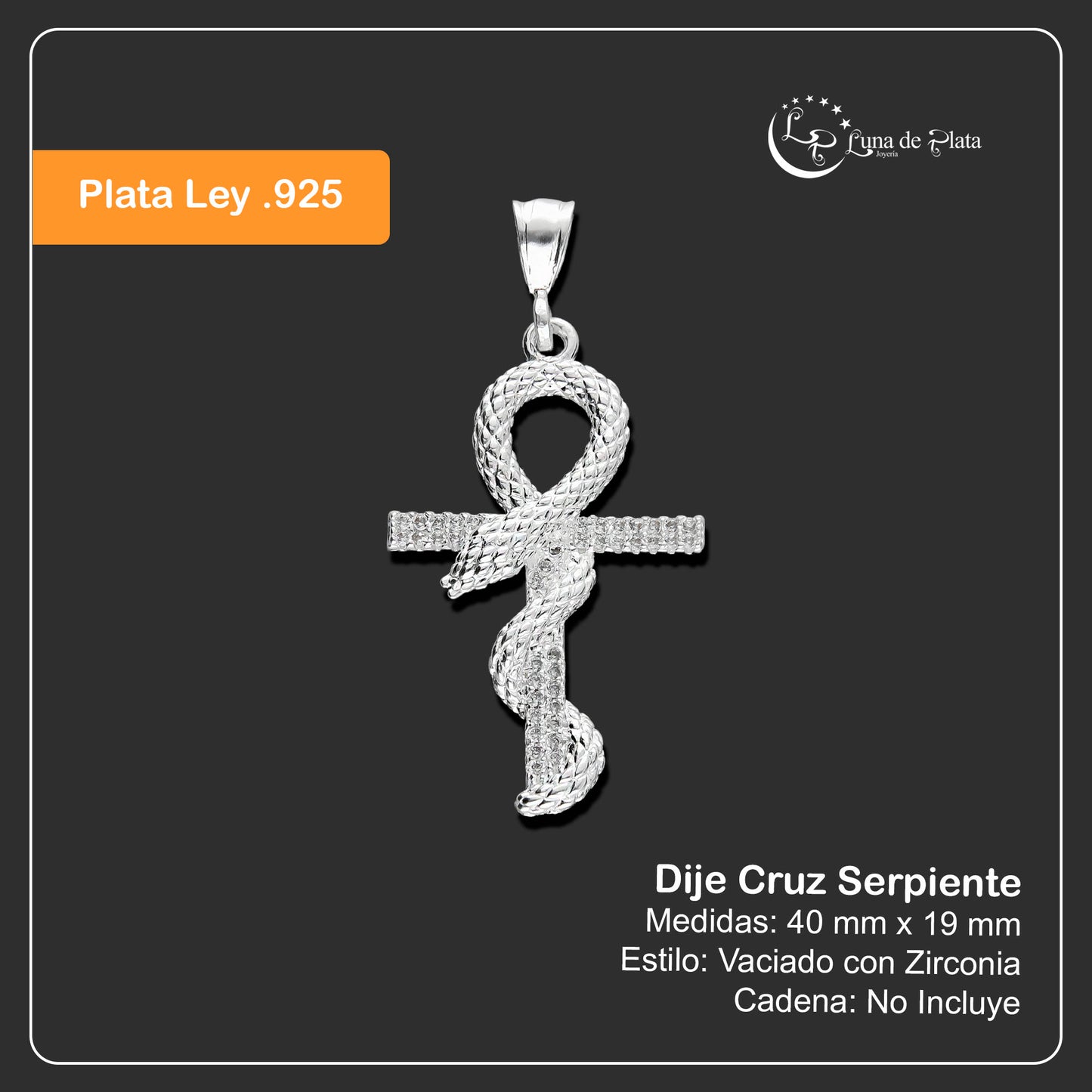 LPDJ124 Dije Cruz Serpiente Plata .925 Taxco Gro 1409715059