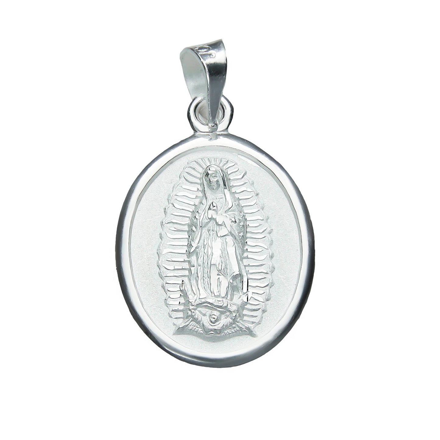 LPDJ178 Medalla Oval Virgen Mate Bisel Especial En Plata .925 1956043853