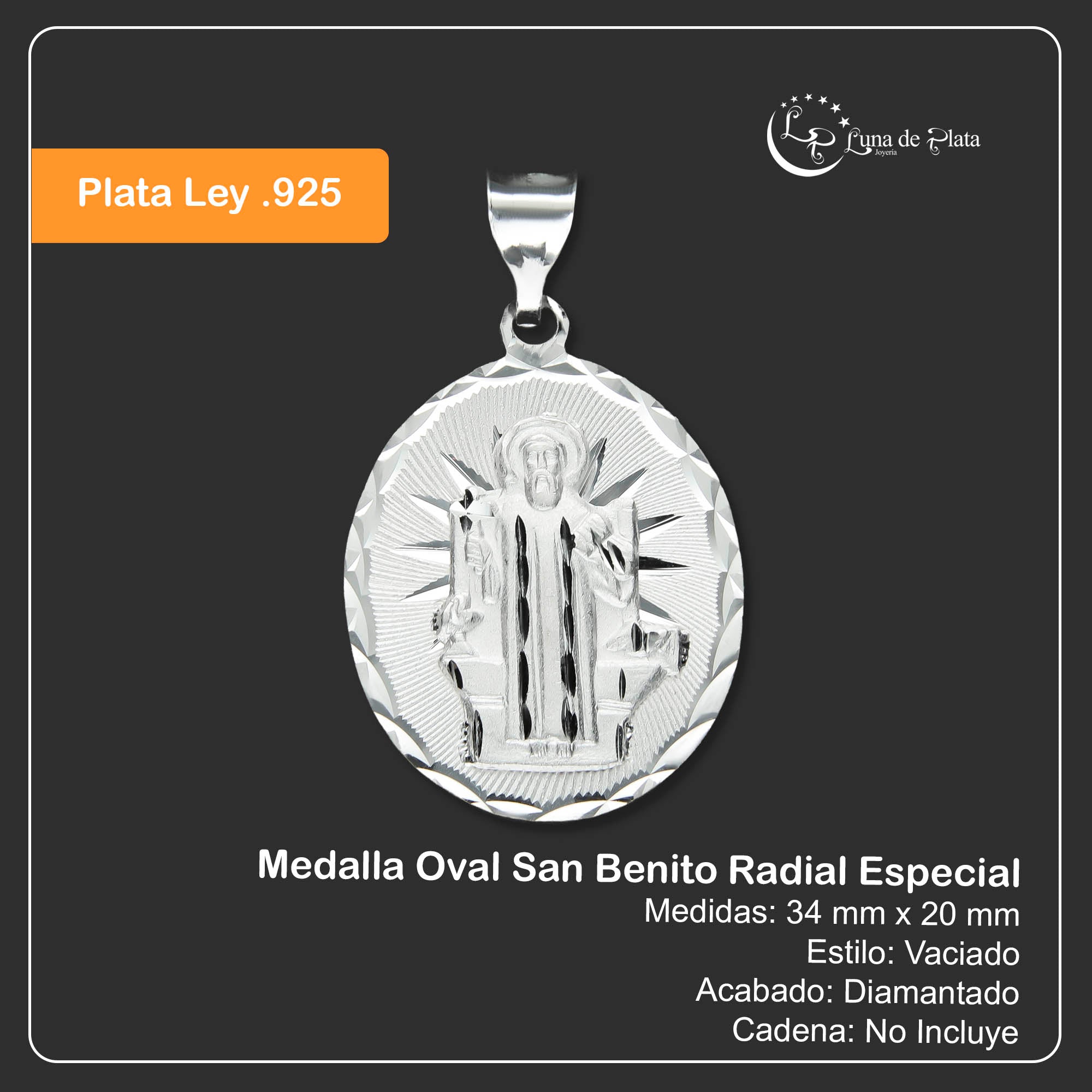 LPDJ196 Medalla Oval San Benito Radial Especial Plata .925 1958969023