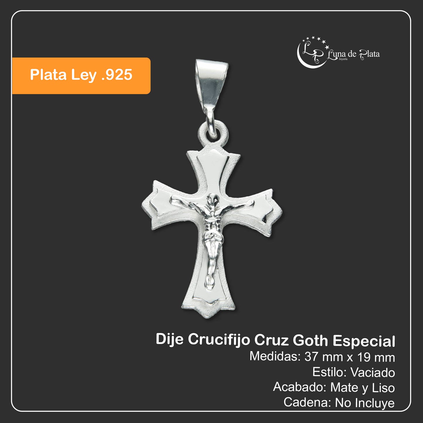 LPDJ203 Dije Crucifijo Cruz Goth Especial en Plata .925 2589957382