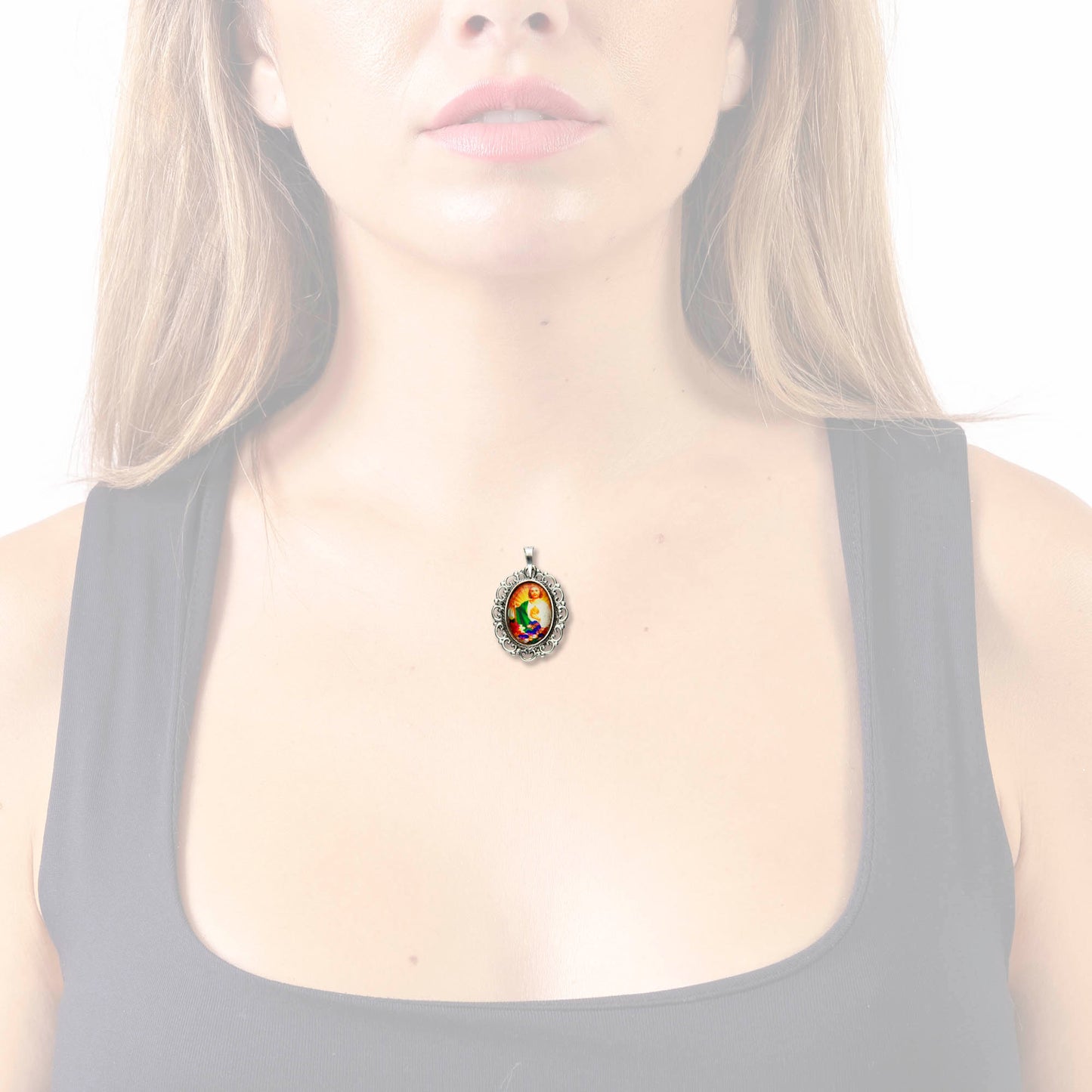 LPDJ212 Dije Vintage Oval San Judas Tadeo Color En Plata .925 1961242665