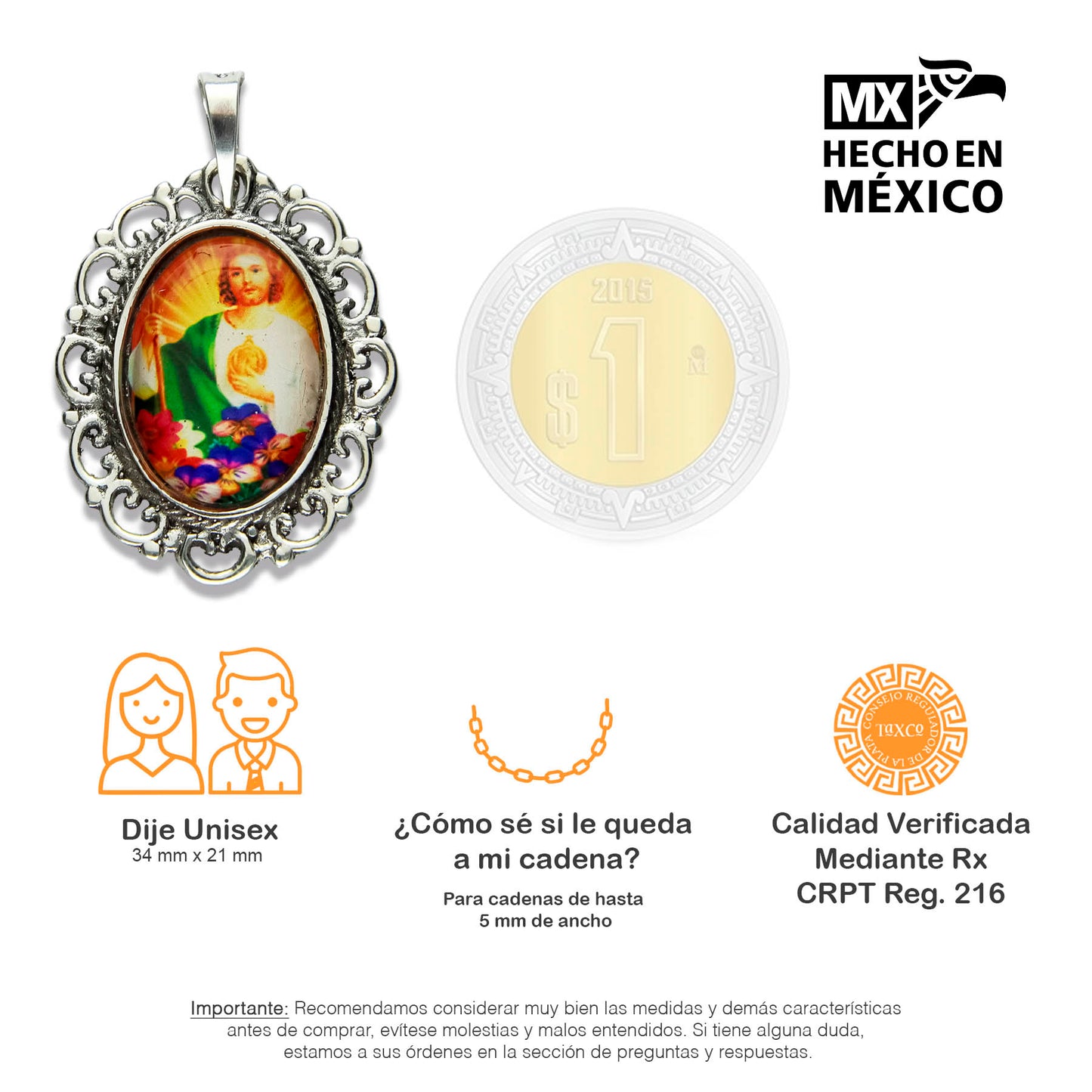LPDJ212 Dije Vintage Oval San Judas Tadeo Color En Plata .925 1961242665