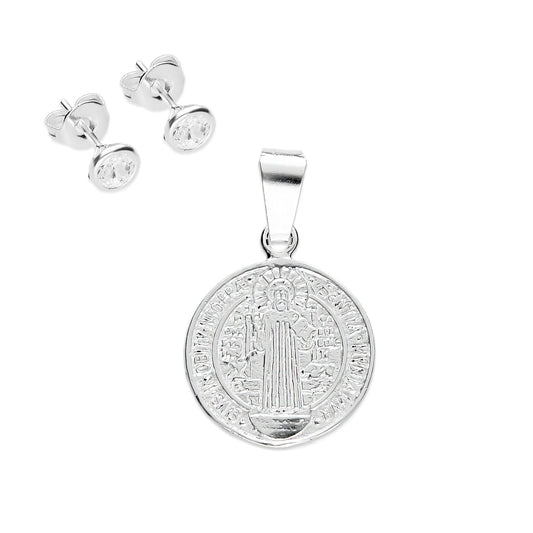 LPDJ222 Medalla San Benito 1.5 x 2.3 cm + Regalo Plata .925 Taxco Gro 2945943674