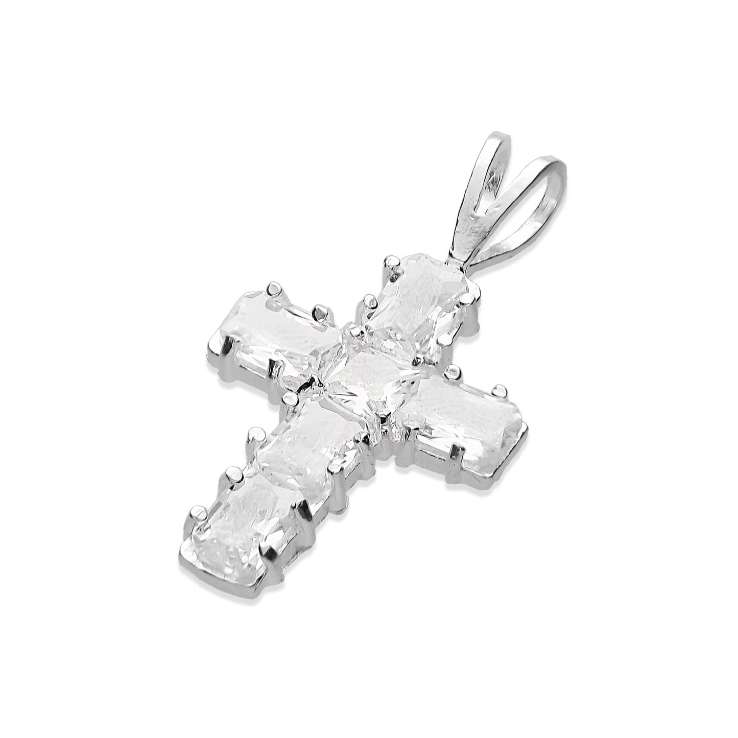 LPDJ223 Dije Cruz Zirconia Rectangular en Plata .925 Taxco Gro 2965139780