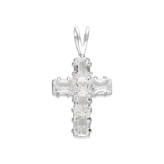 LPDJ223 Dije Cruz Zirconia Rectangular en Plata .925 Taxco Gro 2965139780