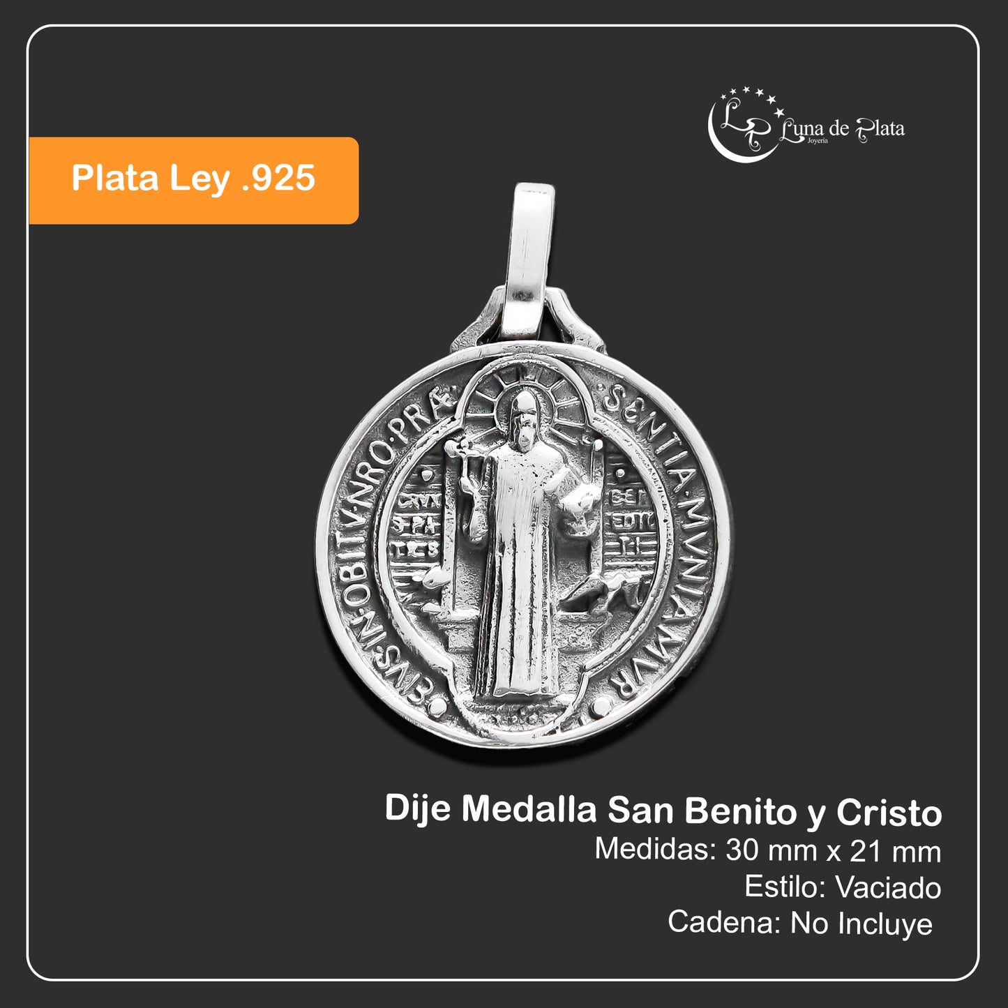 LPDJ226 Dije Medalla San Benito y Cristo Vac en Plata .925 Taxco Gro 2054832785