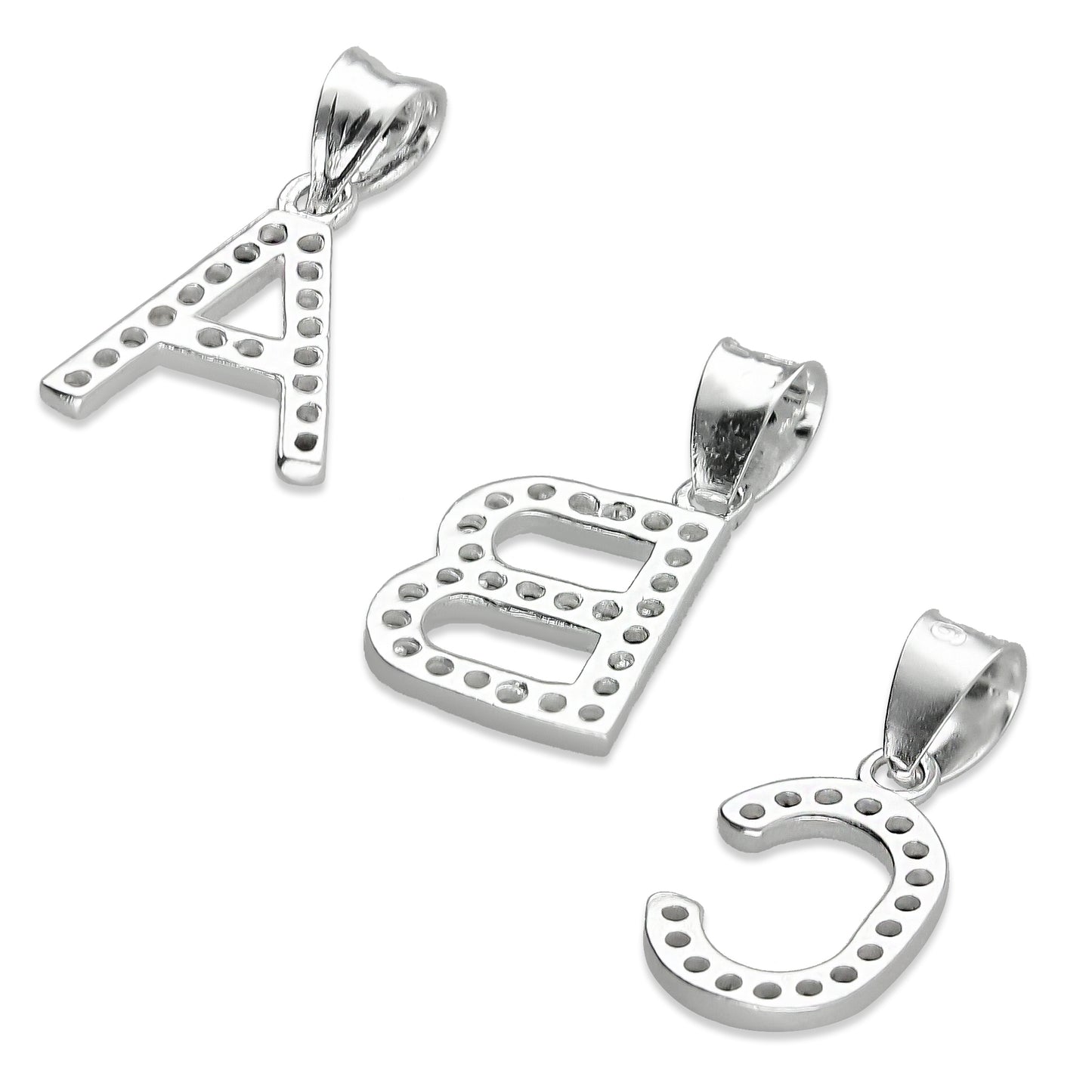 LPDJ241 Dije Letra Abecedario con Zirconia en Plata .925 Taxco Gro