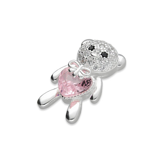 LPDJ244 Dije Oso Corazón Rosa con Zirconia en Plata .925 Taxco Gro 2089555391