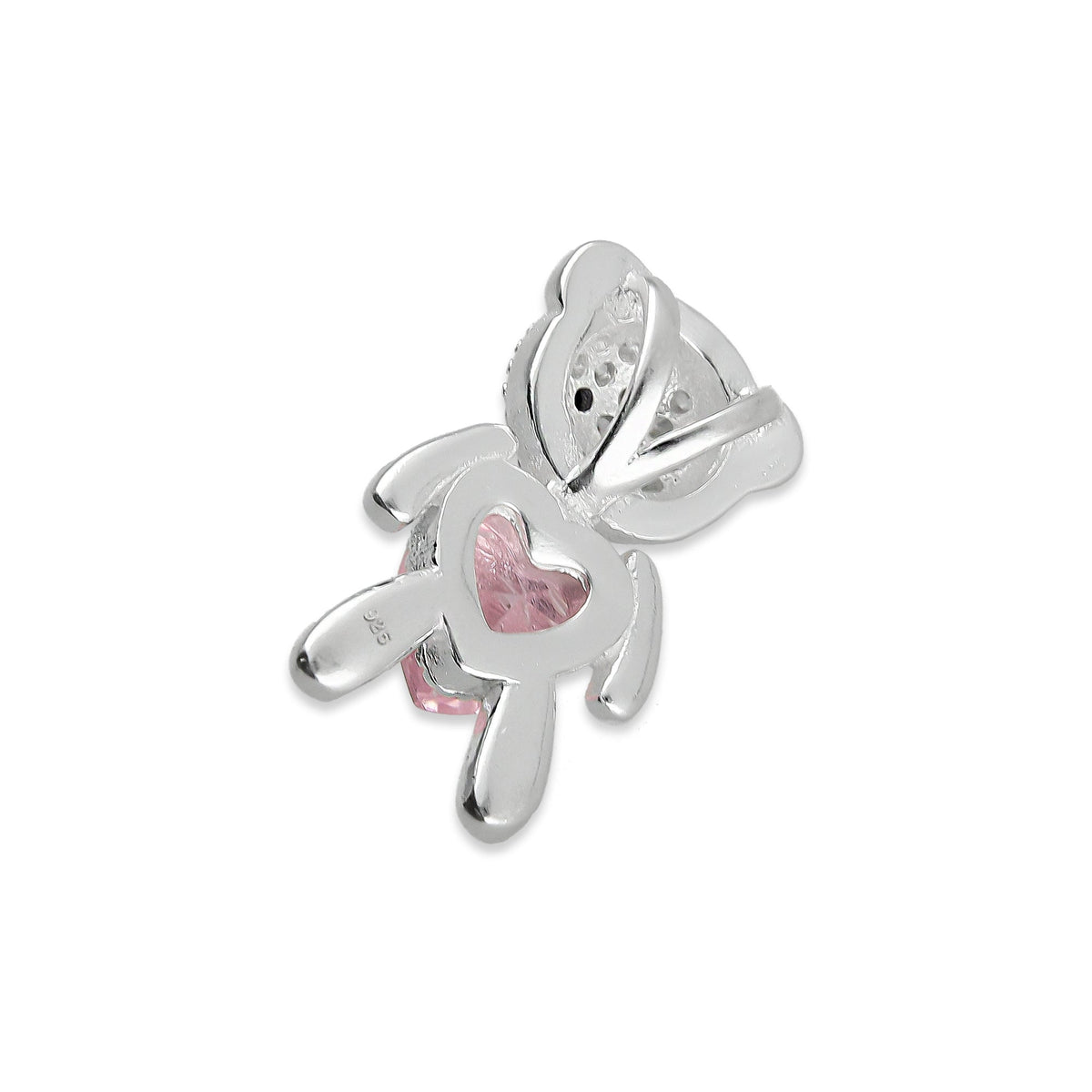 LPDJ244 Dije Oso Corazón Rosa con Zirconia en Plata .925 Taxco Gro 2089555391