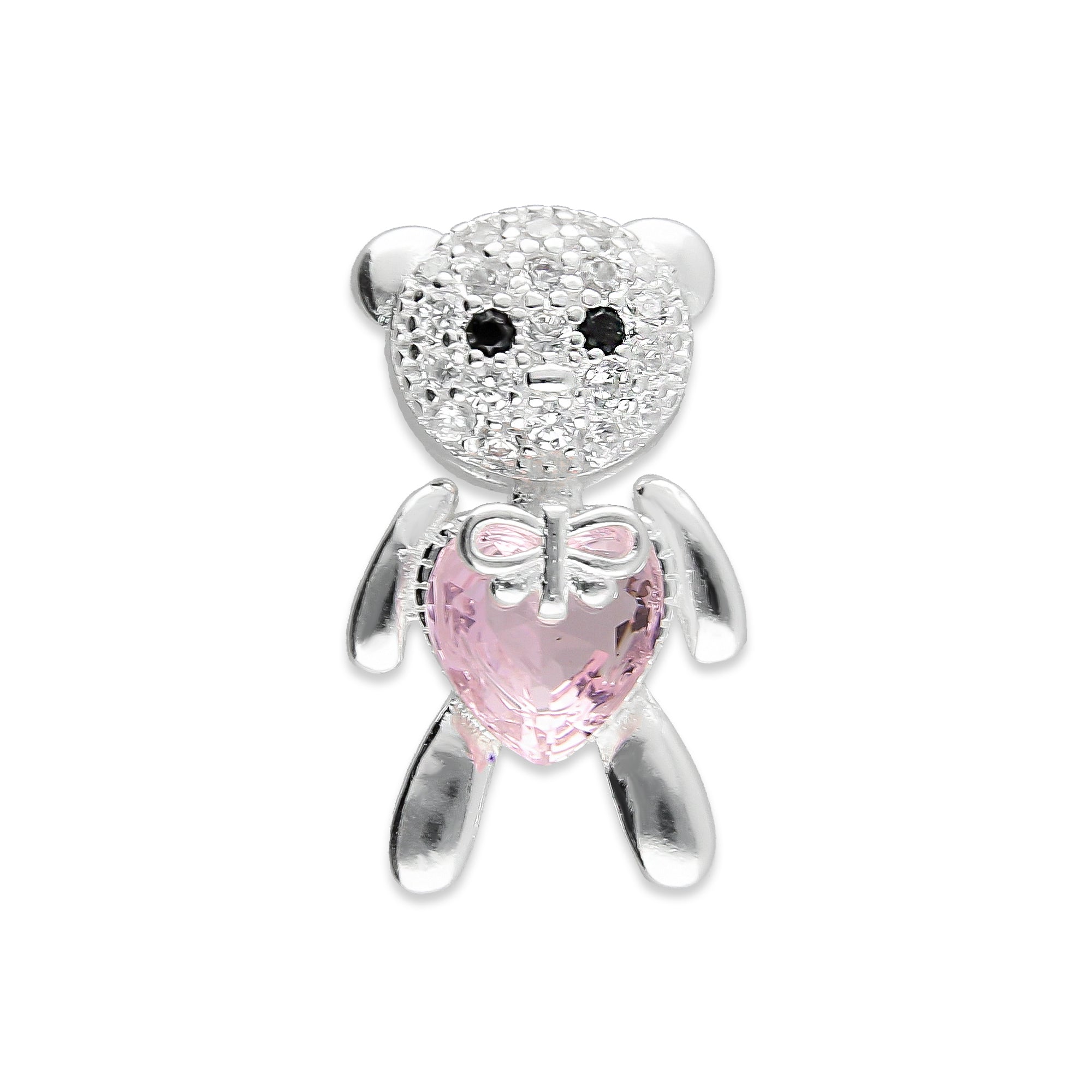 LPDJ244 Dije Oso Corazón Rosa con Zirconia en Plata .925 Taxco Gro 2089555391
