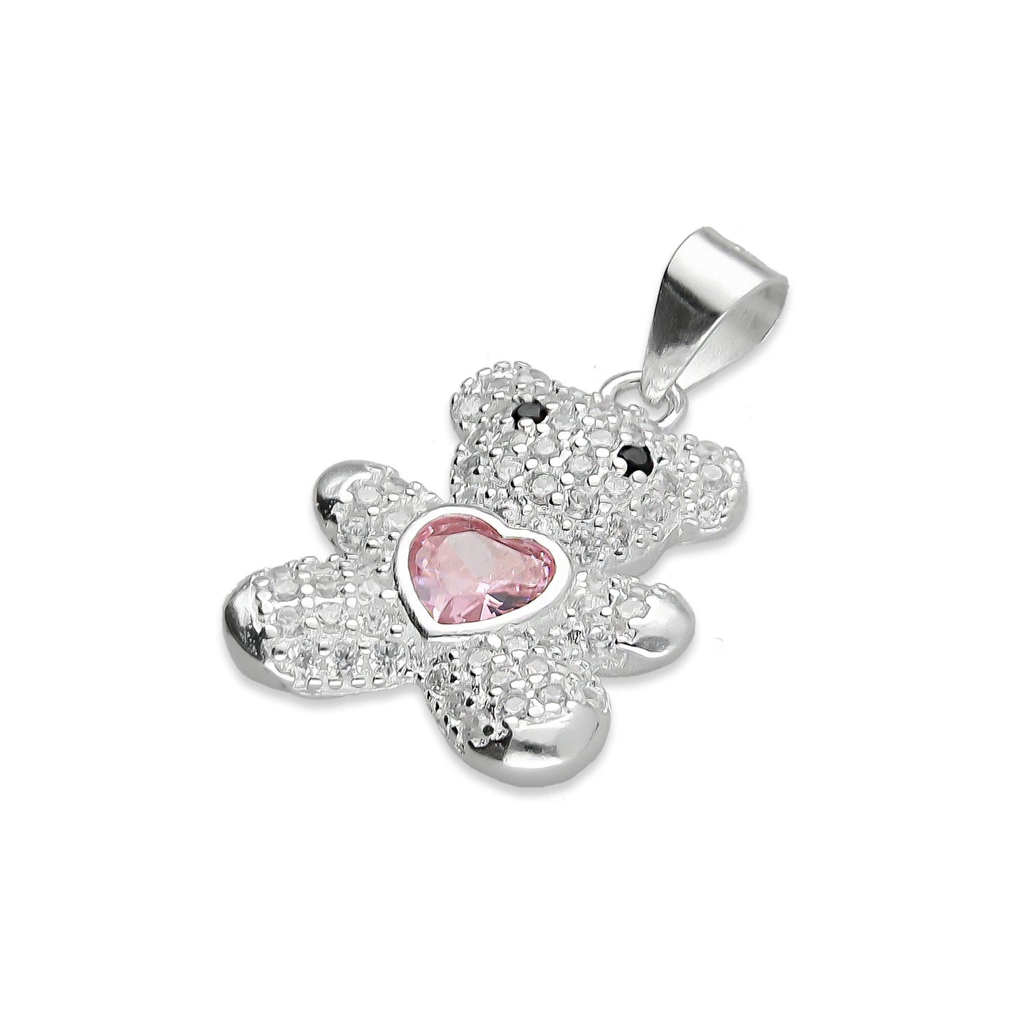 LPDJ245 Dije Oso Pavé Corazón Rosa Zirconia en Plata .925 Taxco Gro 2089634521