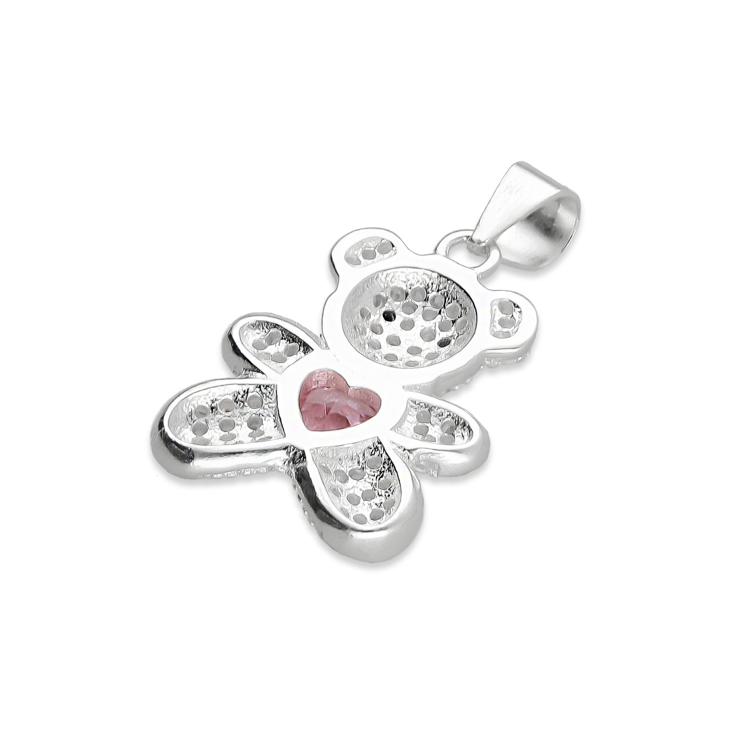 LPDJ245 Dije Oso Pavé Corazón Rosa Zirconia en Plata .925 Taxco Gro 2089634521