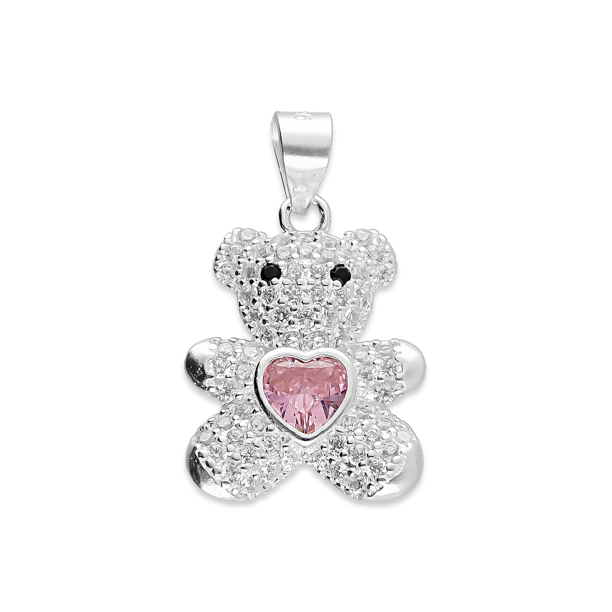 LPDJ245 Dije Oso Pavé Corazón Rosa Zirconia en Plata .925 Taxco Gro 2089634521