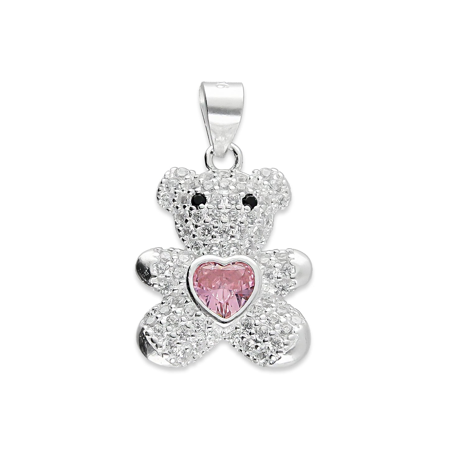 LPDJ245 Dije Oso Pavé Corazón Rosa Zirconia en Plata .925 Taxco Gro 2089634521