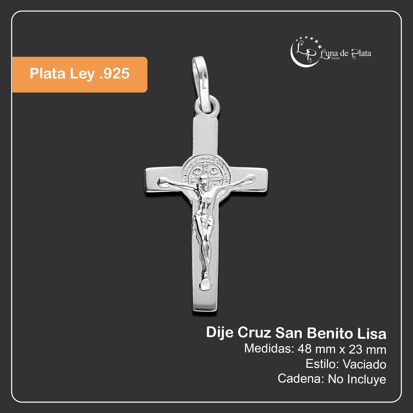 LPDJ248 Dije Cruz San Benito Lisa en Plata .925 Taxco Gro 2094843341