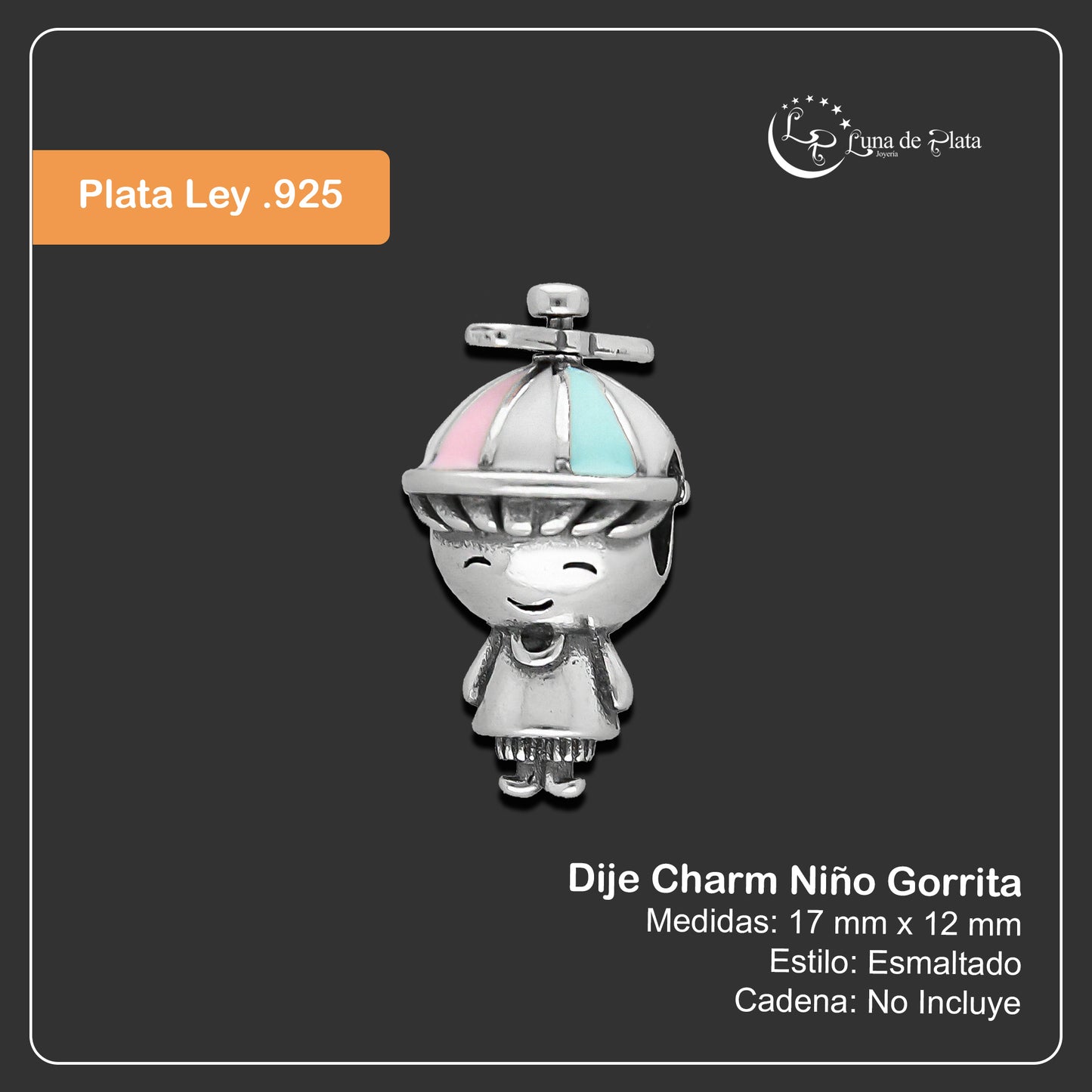 LPDJ252 Dije Charm Niño Gorrita en Plata .925 Taxco Gro