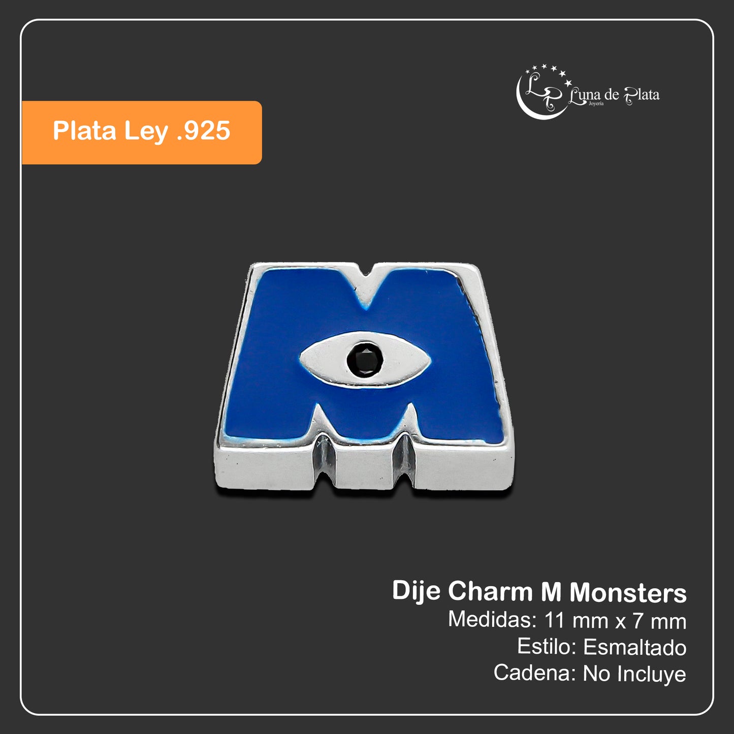 LPDJ253 Dije Charm M Monsters en Plata .925 Taxco Gro