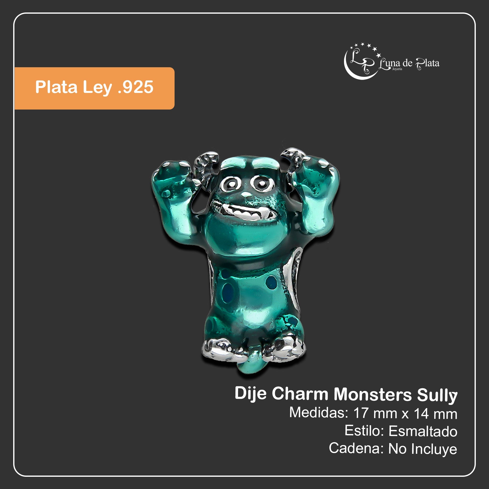 LPDJ254 Dije Charm Monsters Sully en Plata .925 Taxco Gro