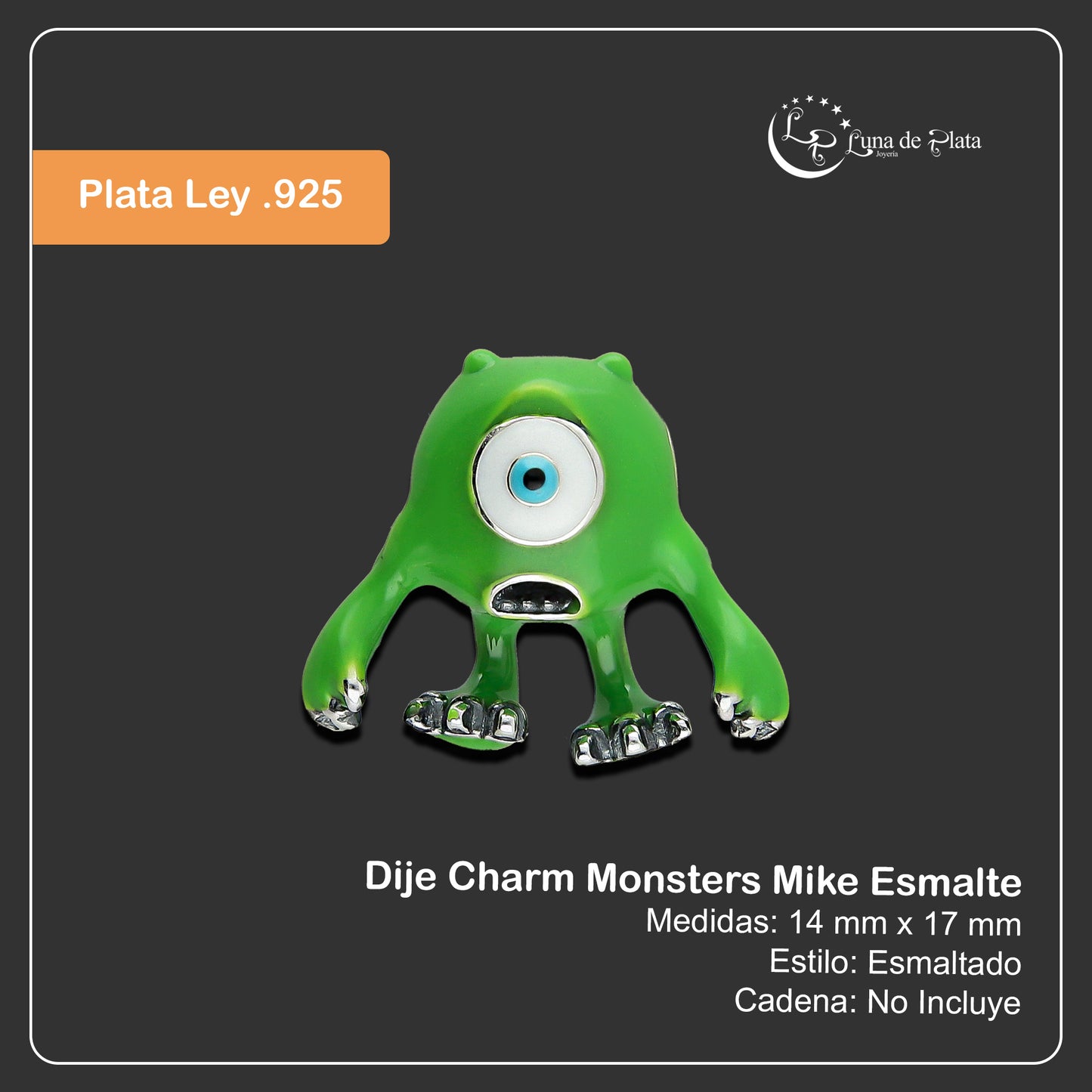 LPDJ256 Dije Charm Monsters Mike Esmalte en Plata .925 Taxco Gro