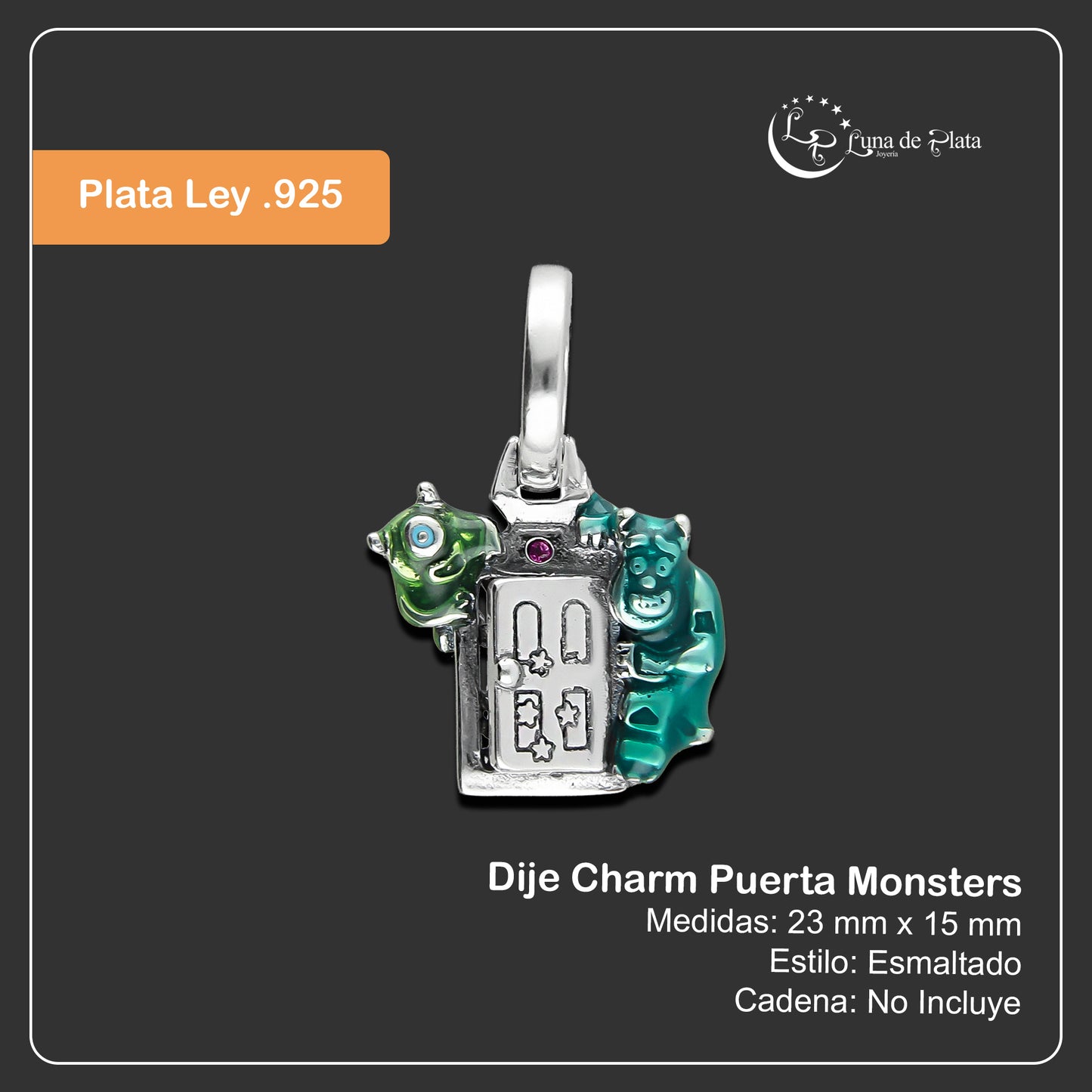 LPDJ257 Dije Charm Puerta Monsters en Plata .925 Taxco Gro