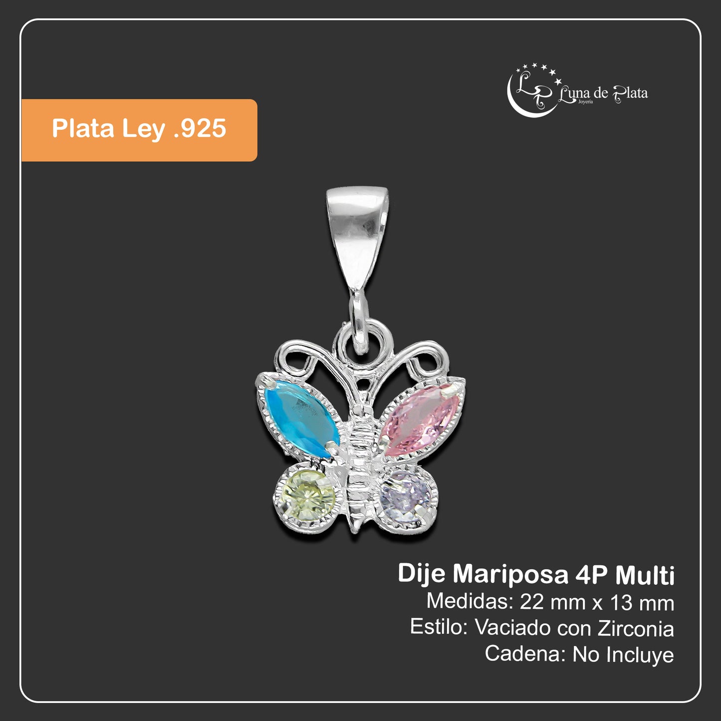 LPDJ090 Dije Mariposa 4P Rosa + Regalo Plata .925 Taxco Gro 1380498376