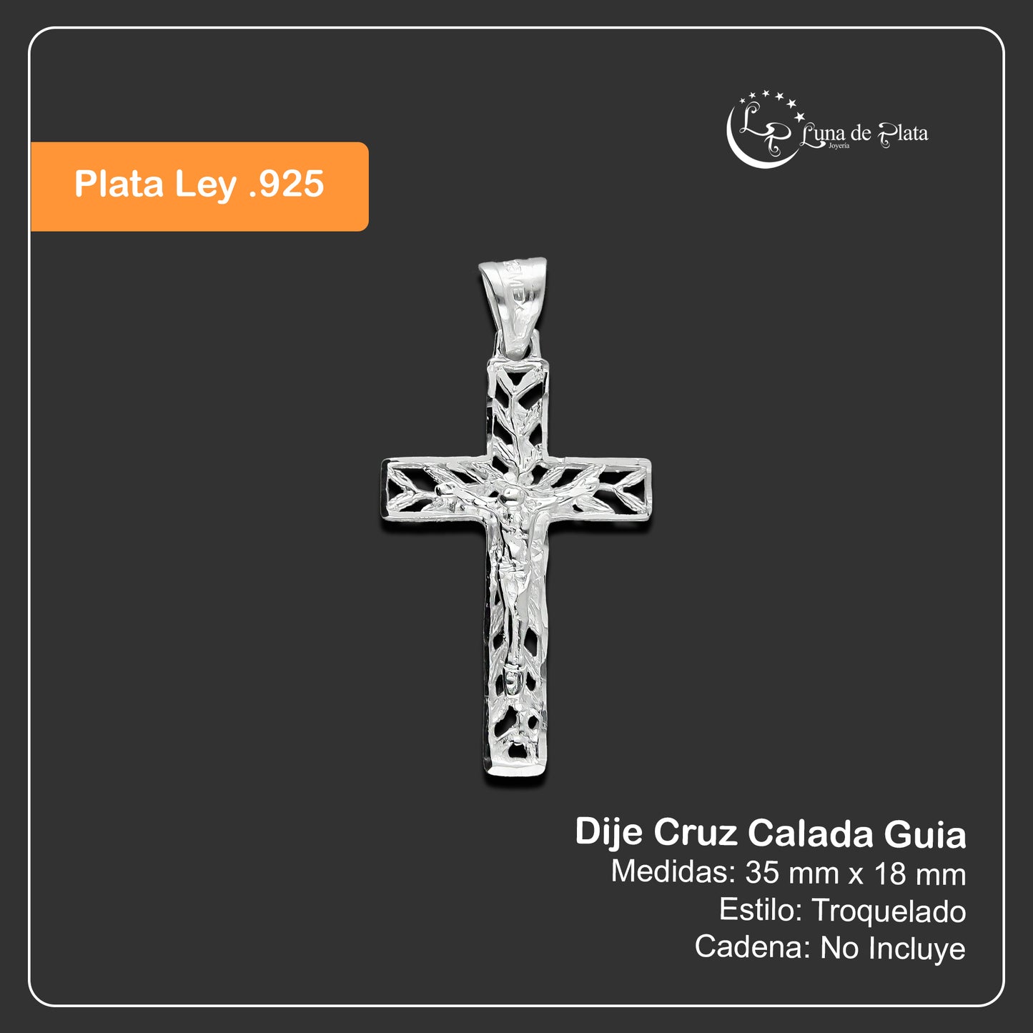 LPDJ270 Dije Cruz Calada Guia Plata .925 Taxco Gro 2154368935