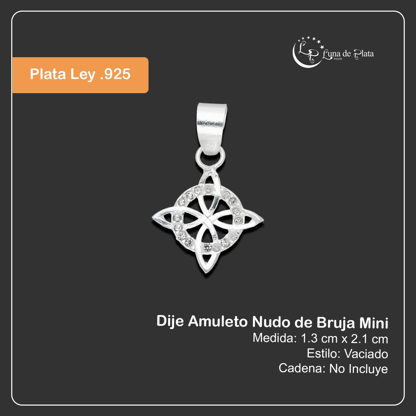 LPDJ276 Dije Amuleto Nudo de Bruja Mini en Plata .925 Taxco Gro