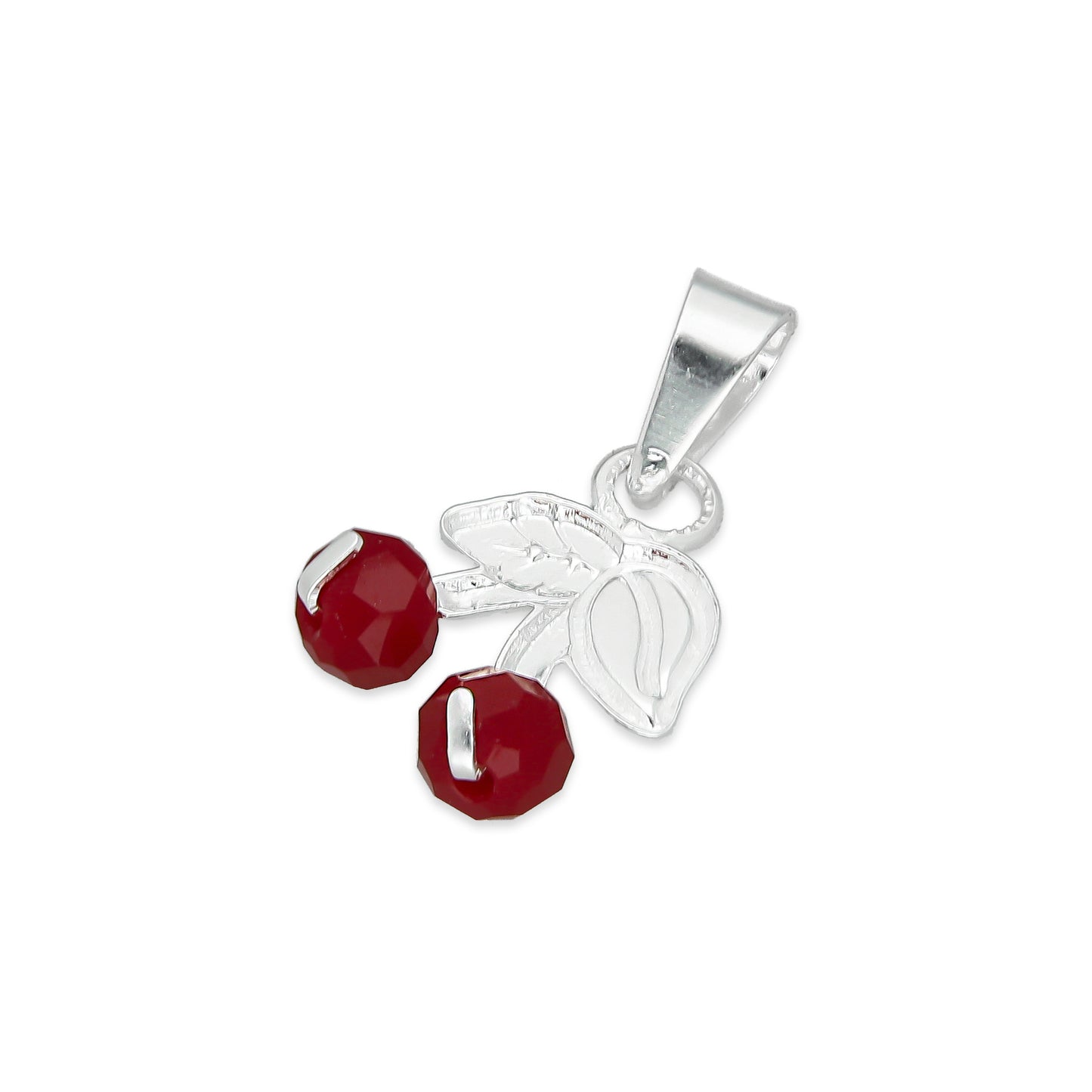 LPDJ279 Dije Cerezas Troquelado Hojitas Esmalte en Plata .925 Taxco Gro